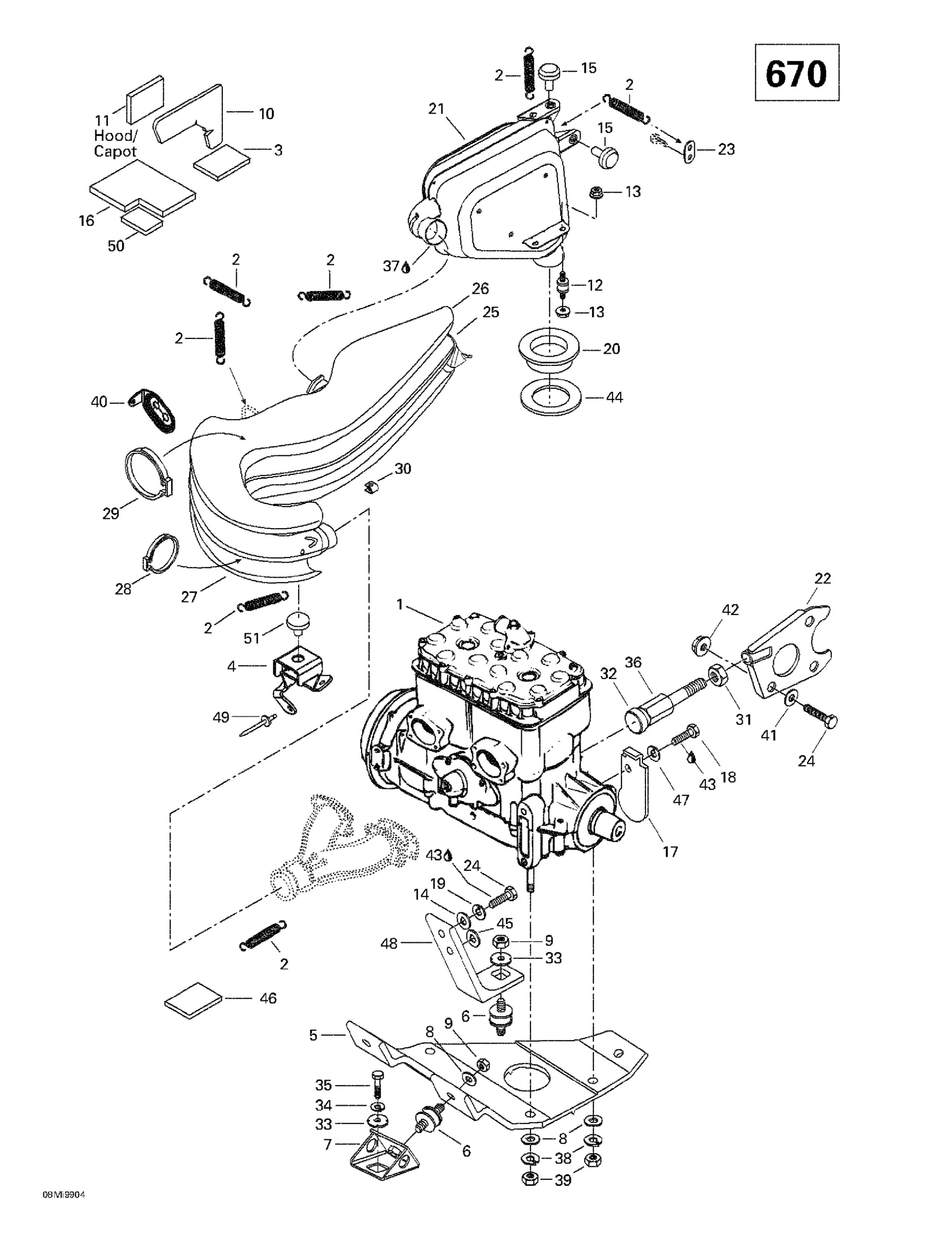 Engine Support And Muffler (670)