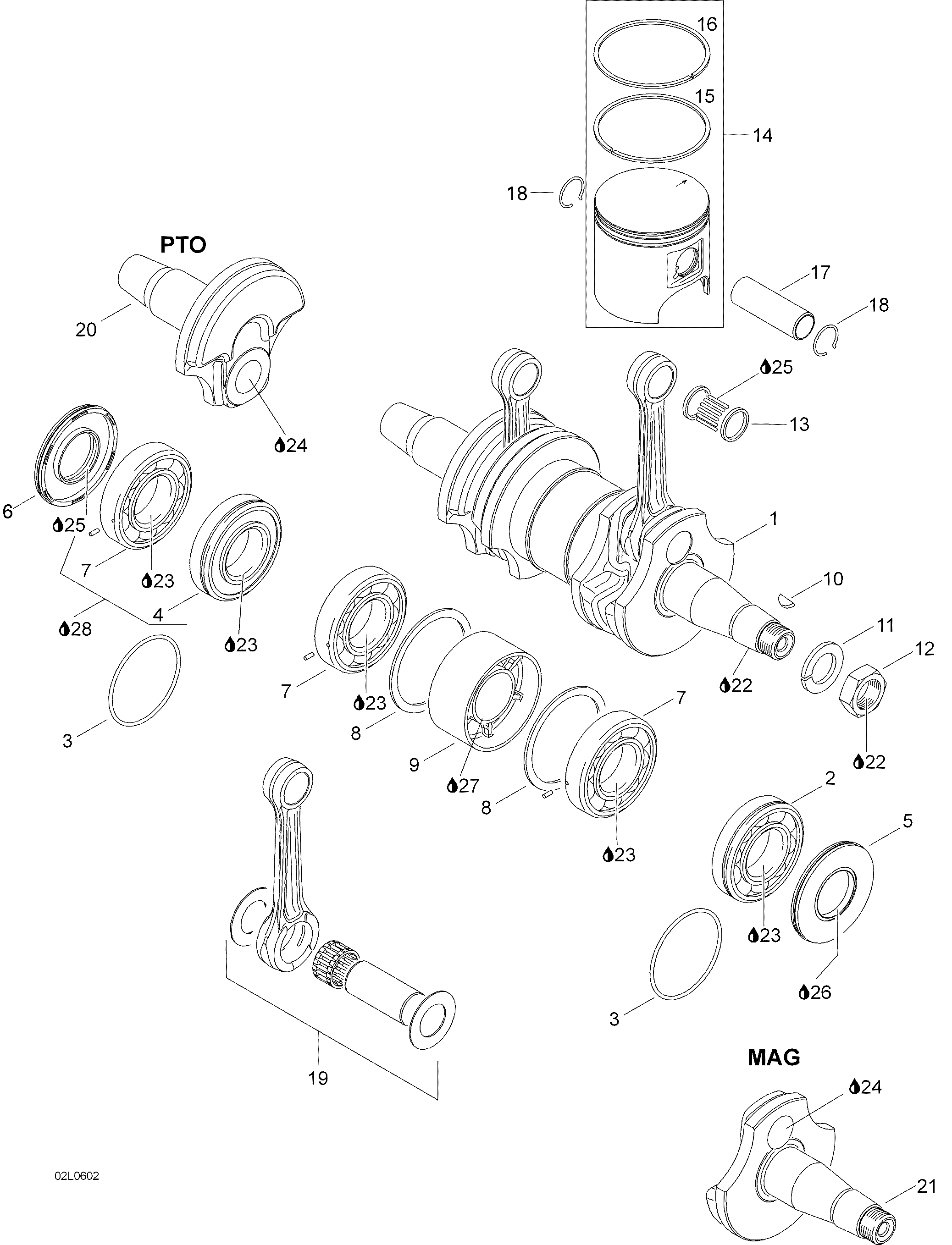 Схема узла: Crankshaft And Pistons