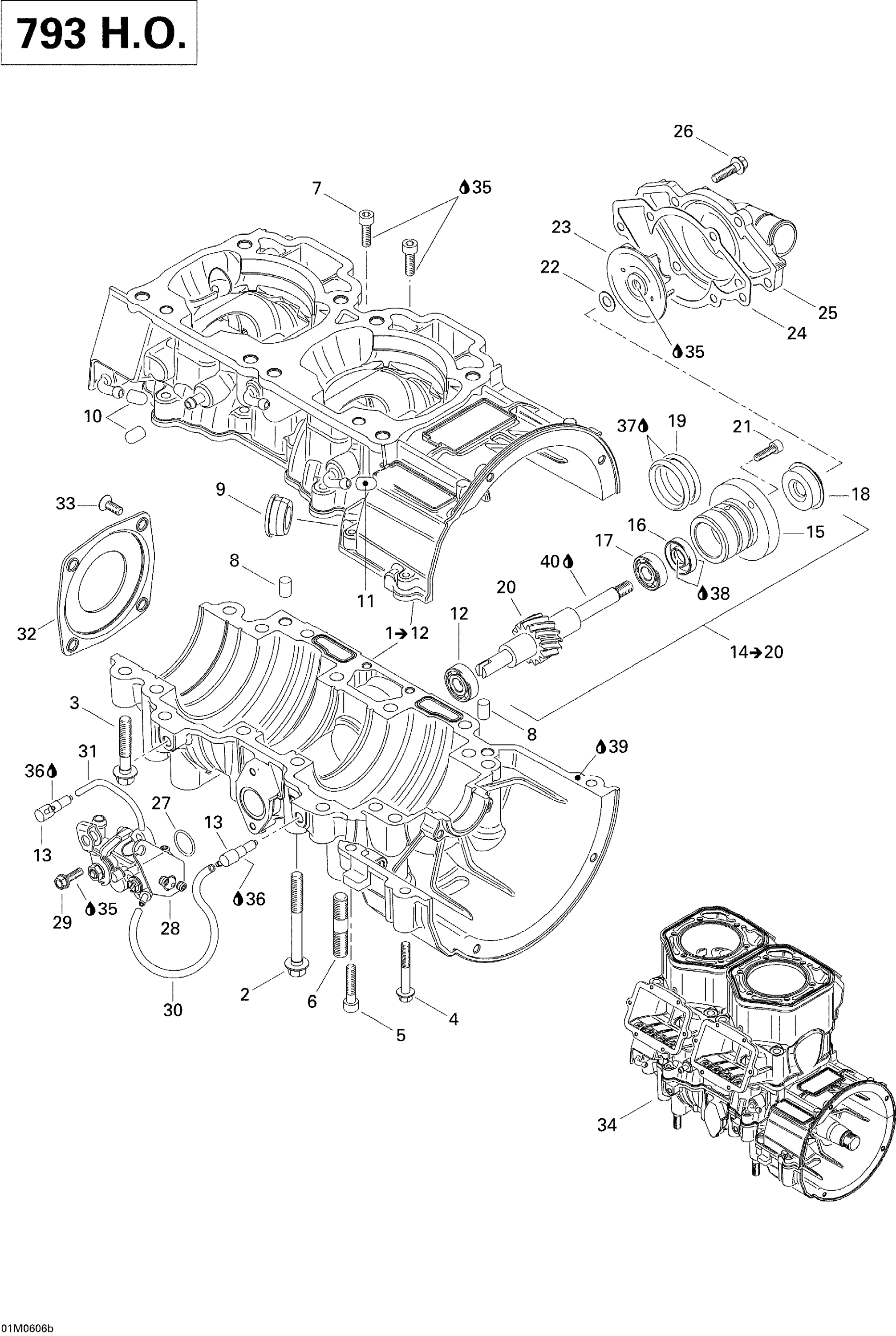 Crankcase, Water Pump And Oil Pump (593HO)