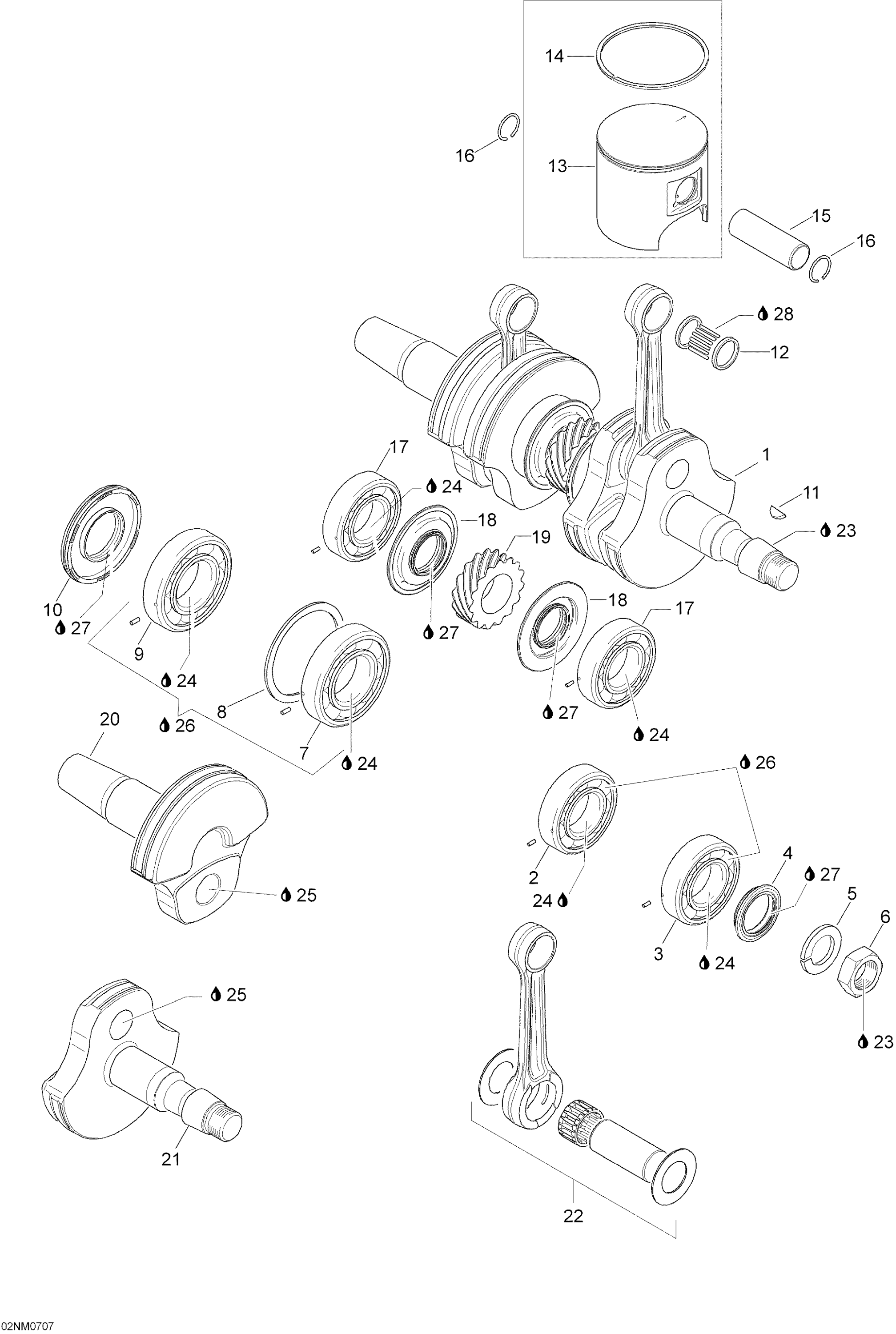 Схема узла: Crankshaft And Pistons