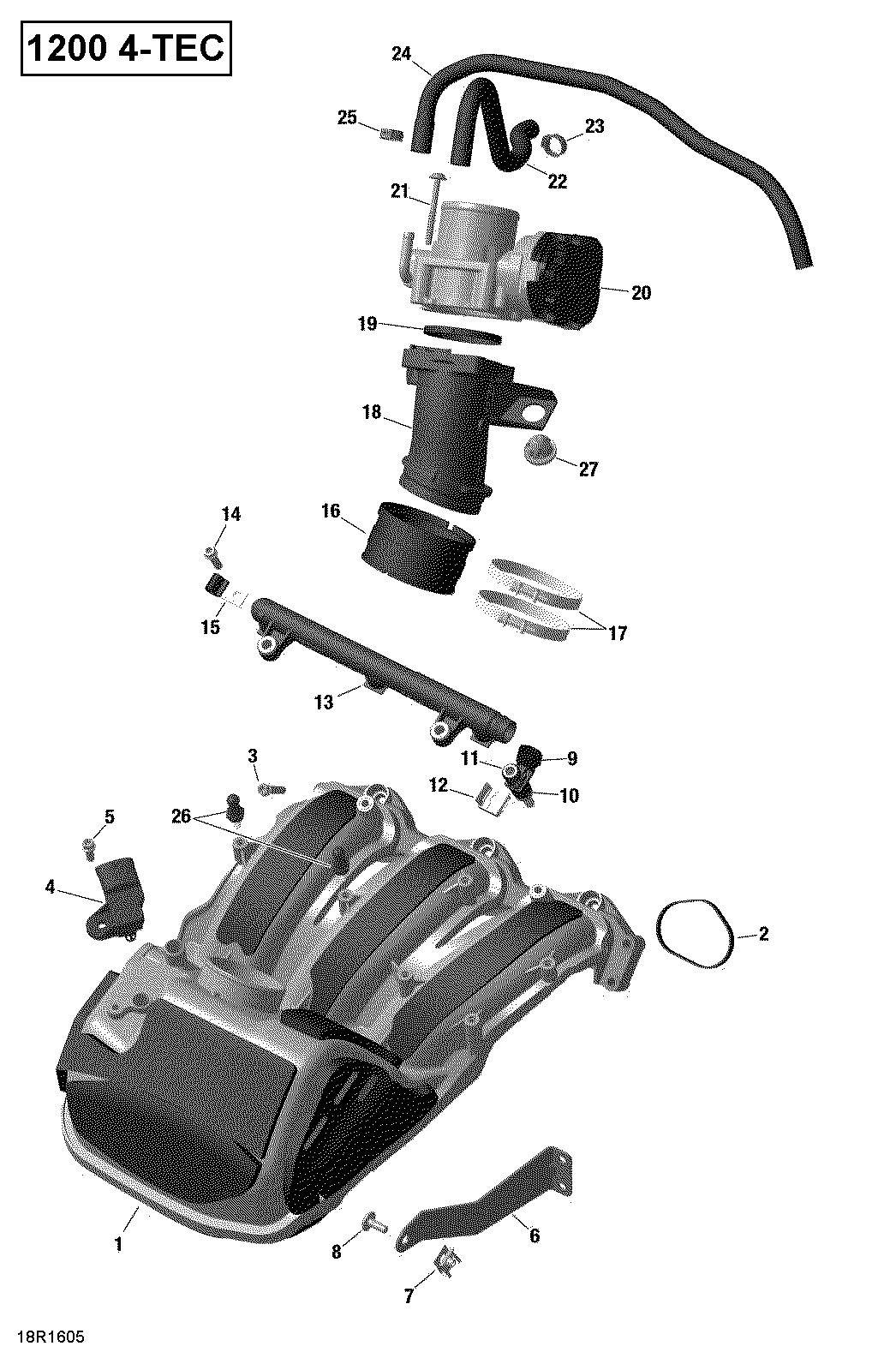 Схема узла: Air Intake Manifold and Throttle Body - 1200iTC 4-TEC