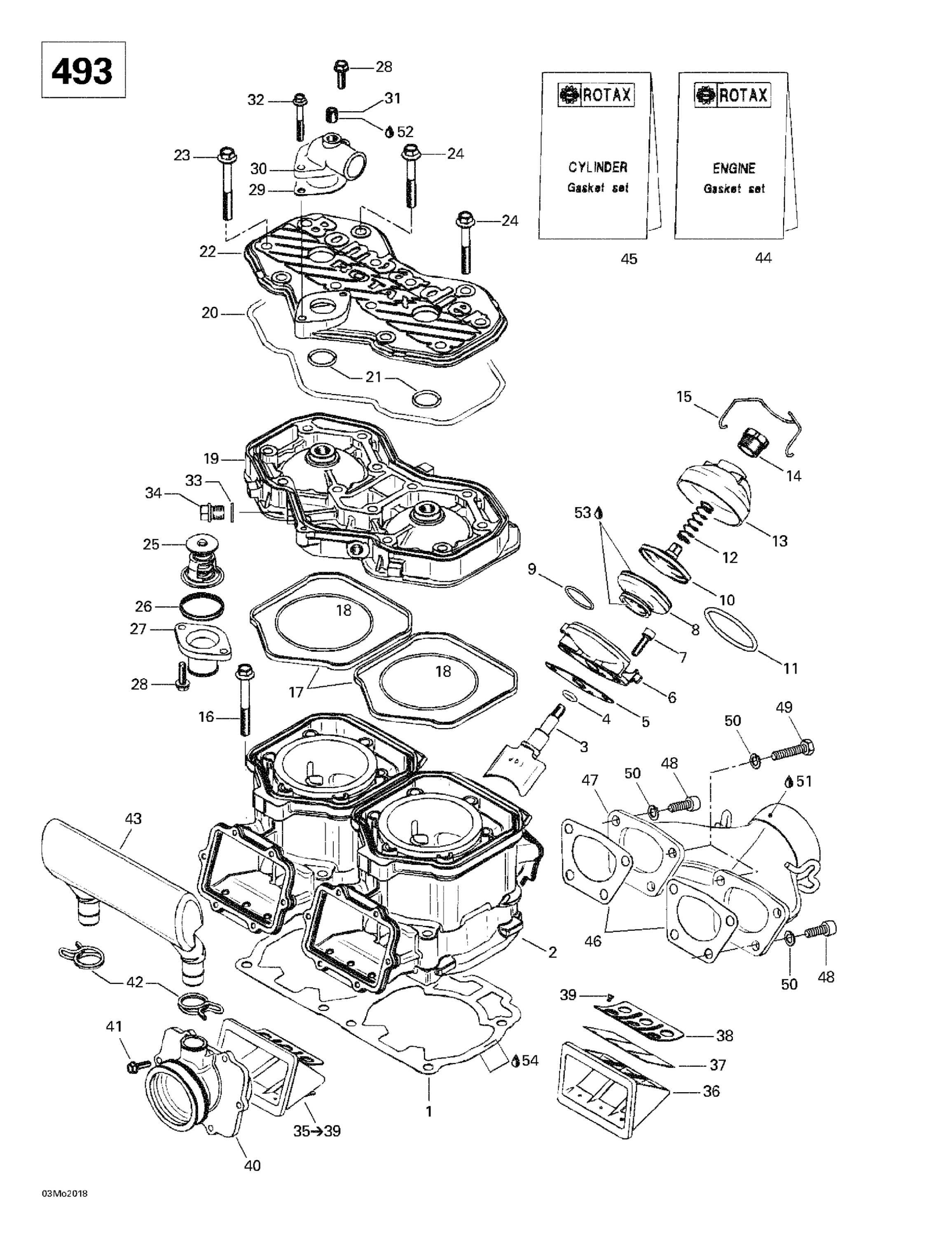 Cylinder, Exhaust Manifold, Reed Valve