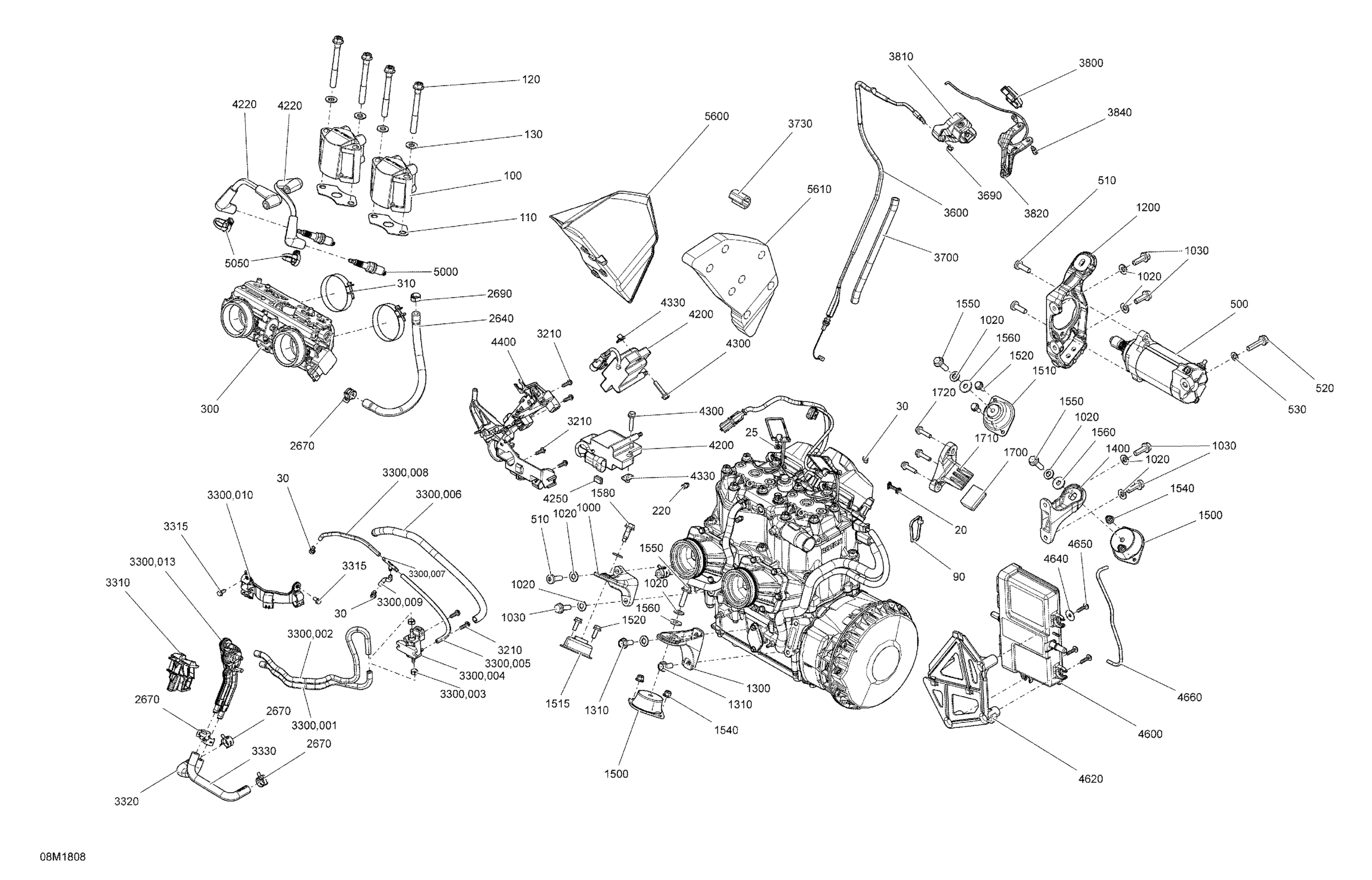 Схема узла: Engine MXZ - 600HO E-TEC - Package Blizzard