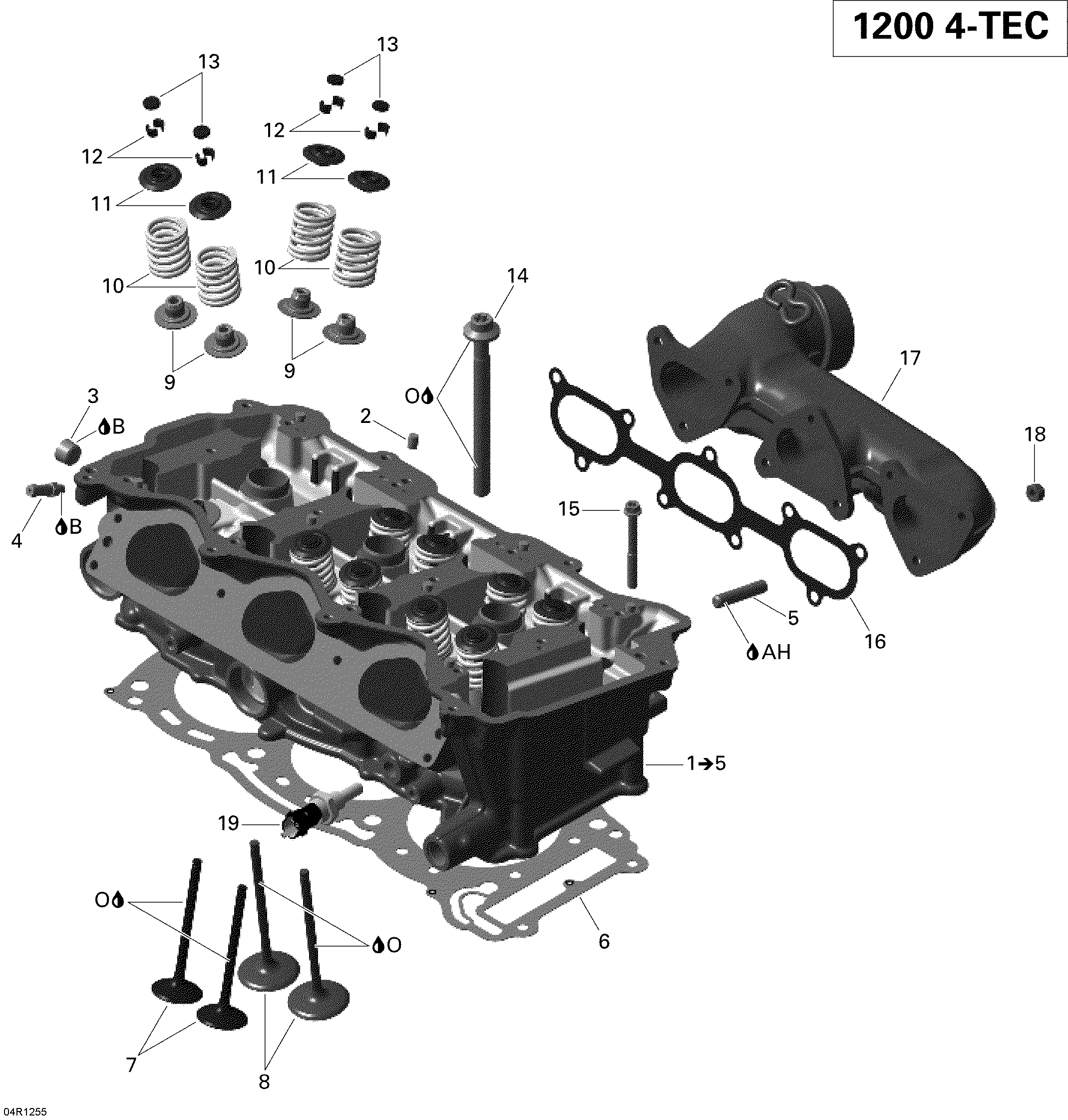 Cylinder Head and Exhaust Manifold - 1200 iTC 4-TEC