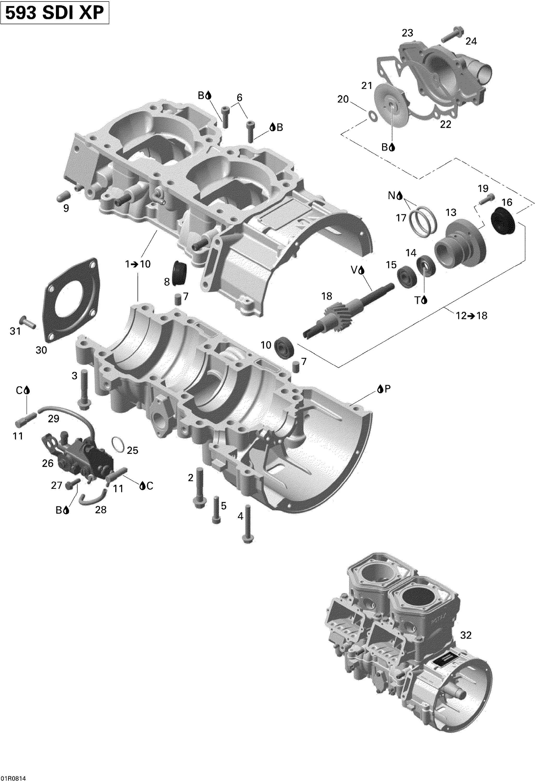 Crankcase, Water Pump And Oil Pump