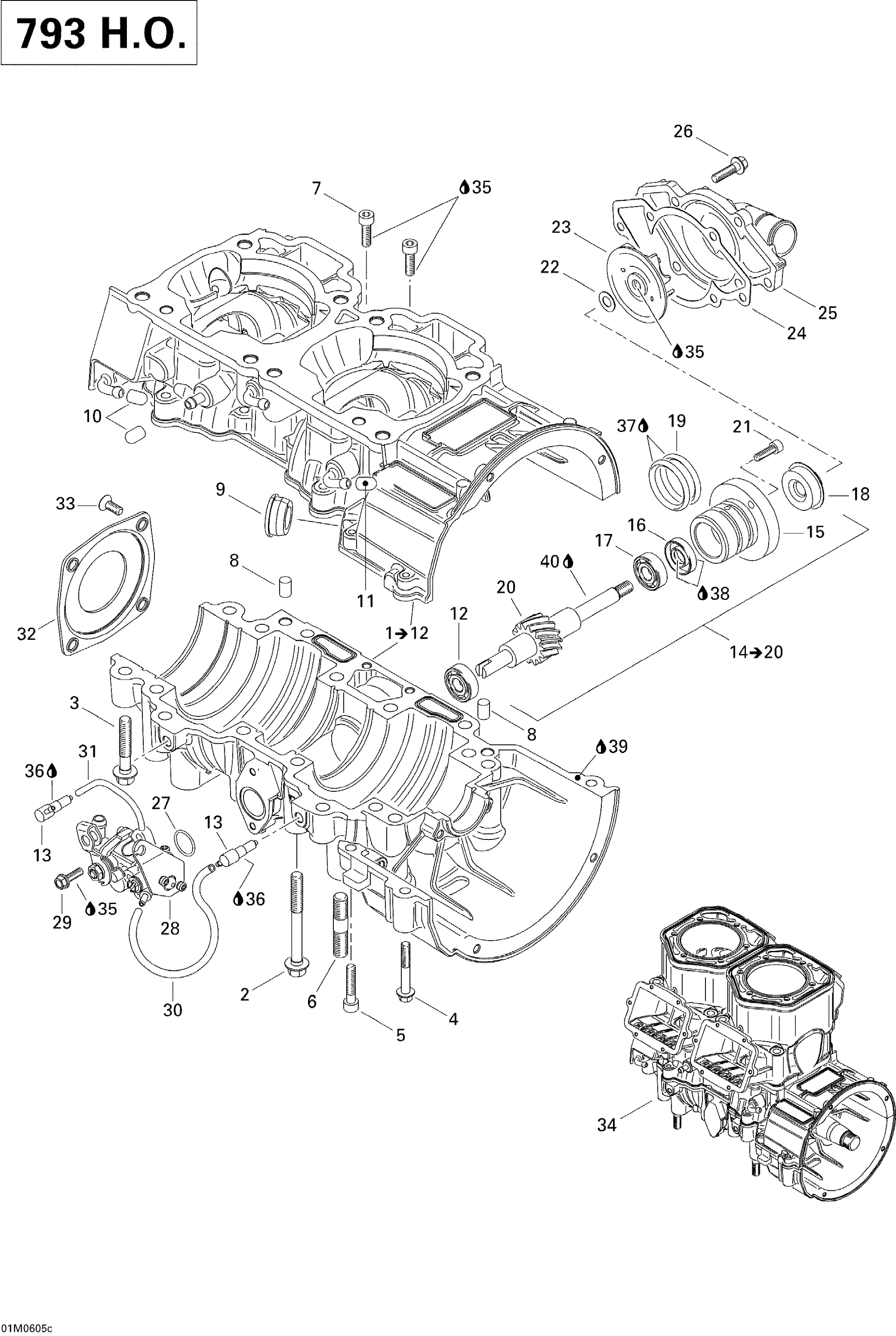 Crankcase, Water Pump And Oil Pump