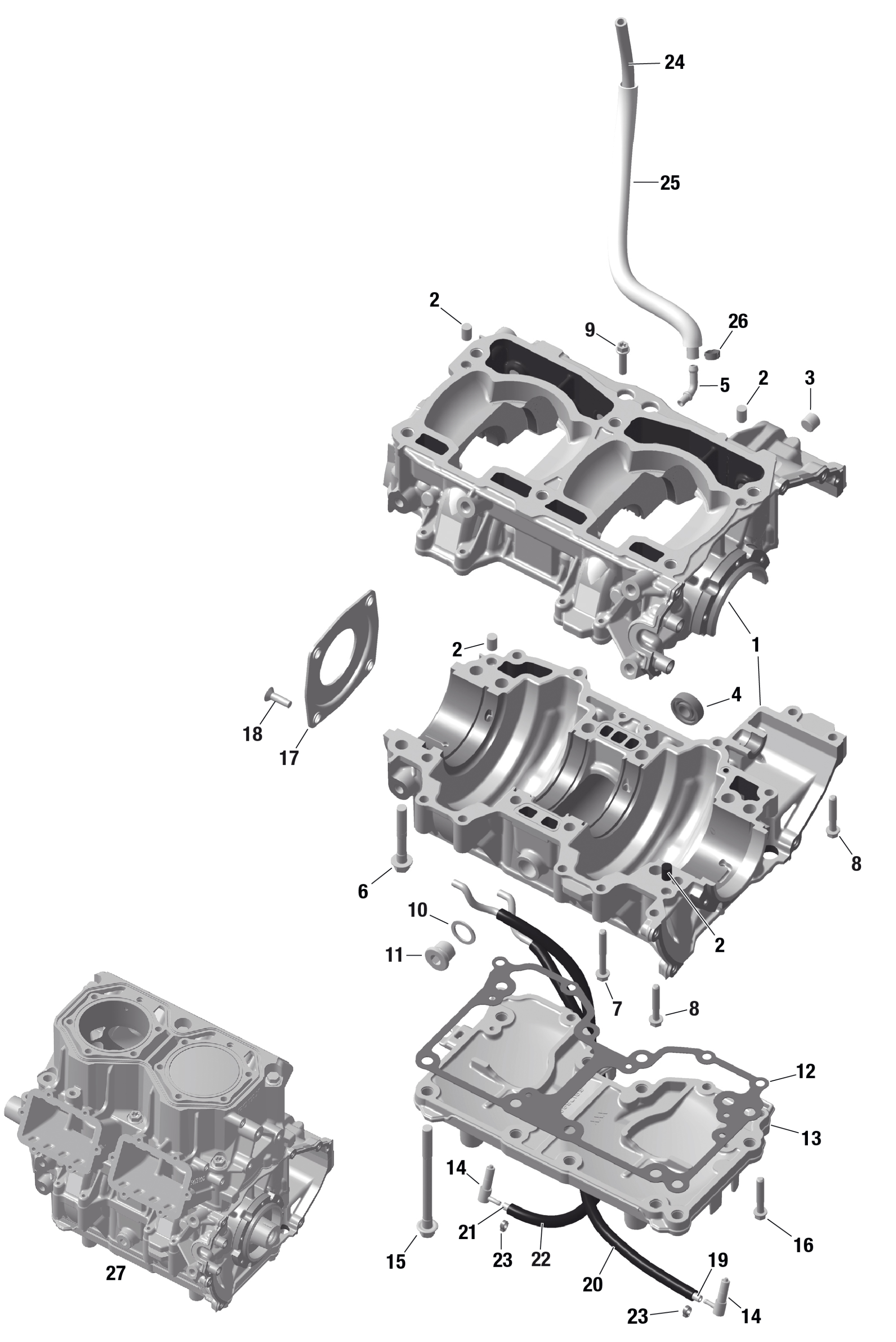 Rotax - Crankcase - Manual and Electric Start