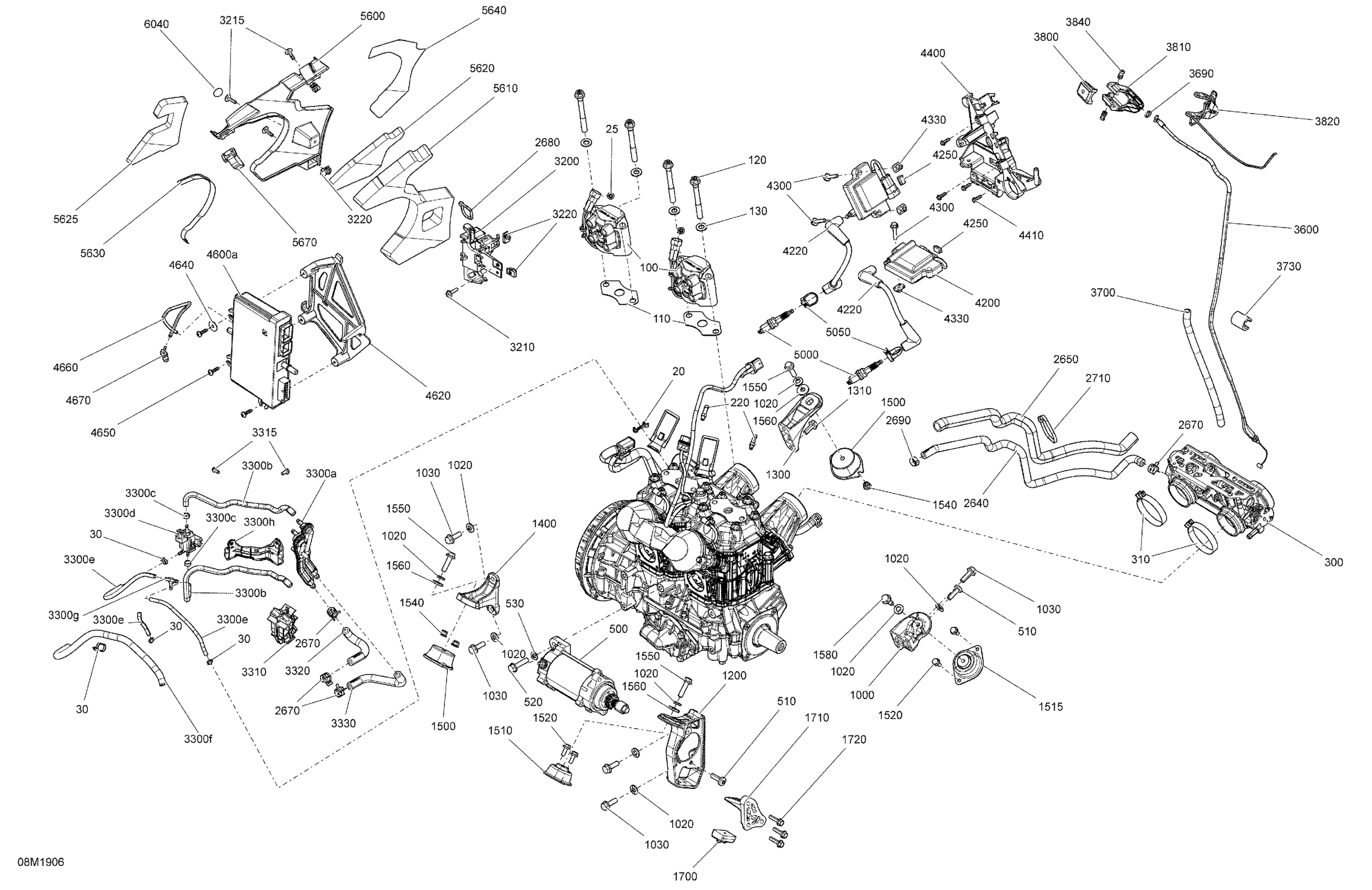 Схема узла: Engine Tundra - 600 HO E-TEC