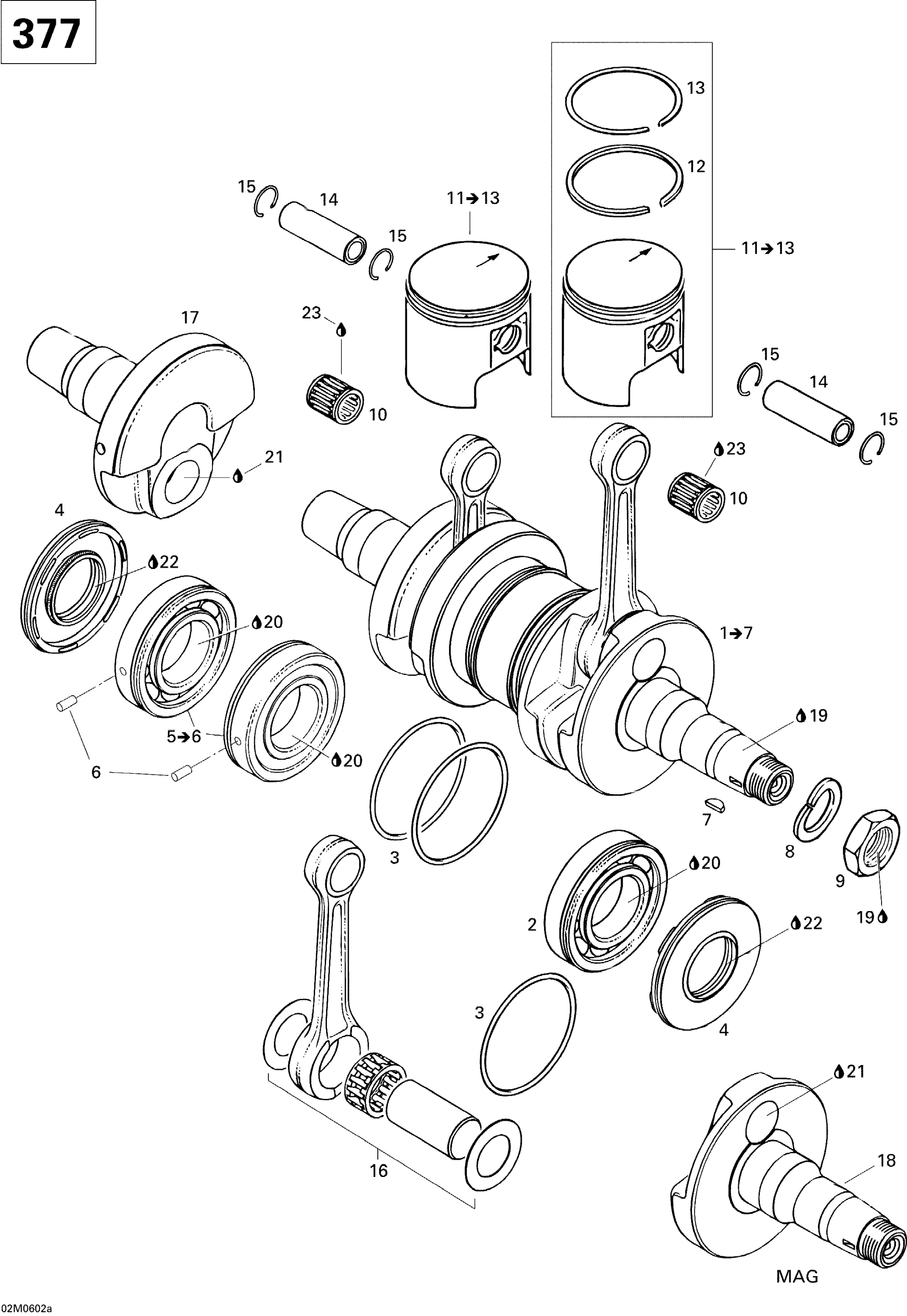 Crankshaft And Pistons GSX 377