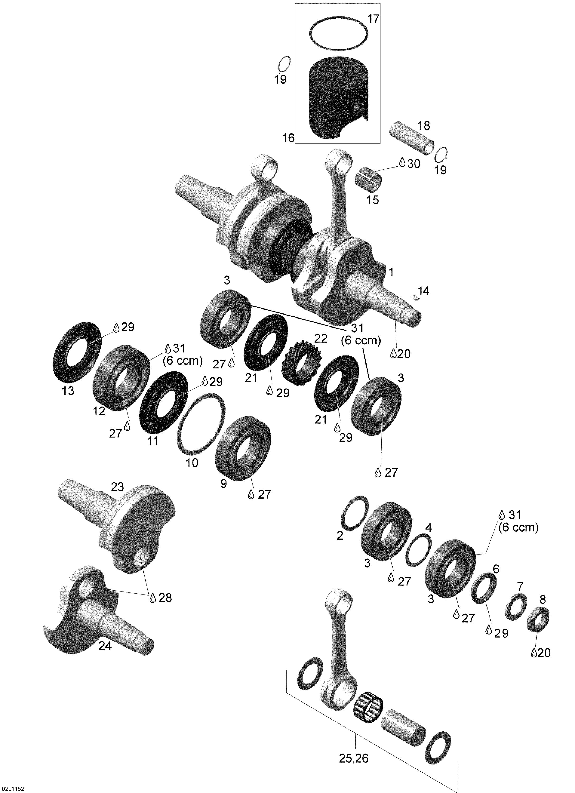 Схема узла: Crankshaft And Pistons