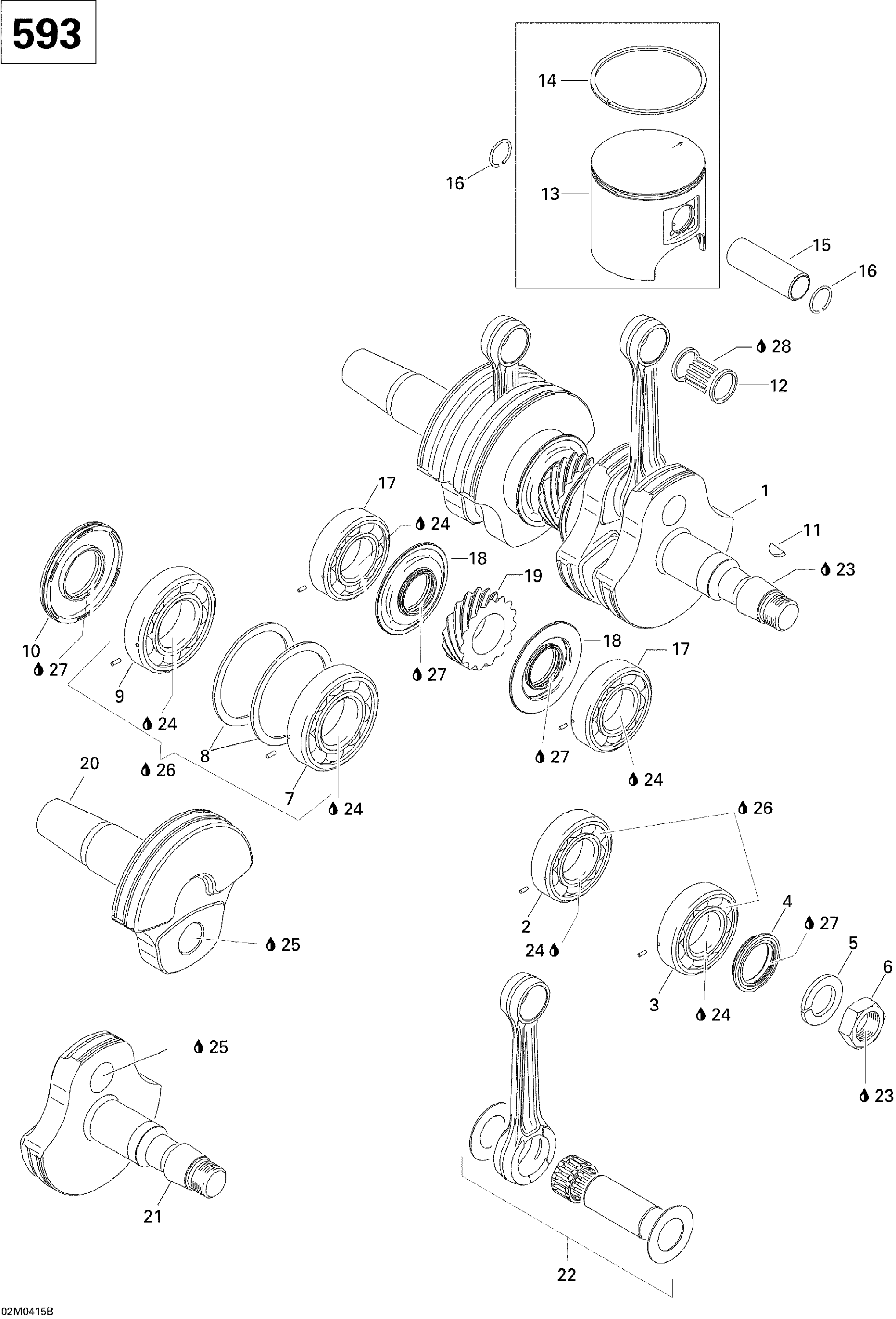 Схема узла: Crankshaft And Pistons (593)