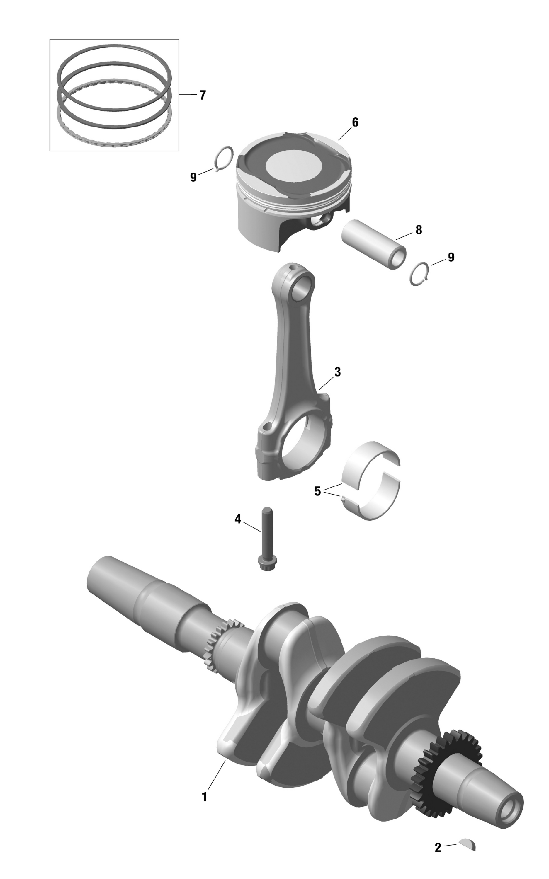 Схема узла: Crankshaft, Pistons And Balance Shaft