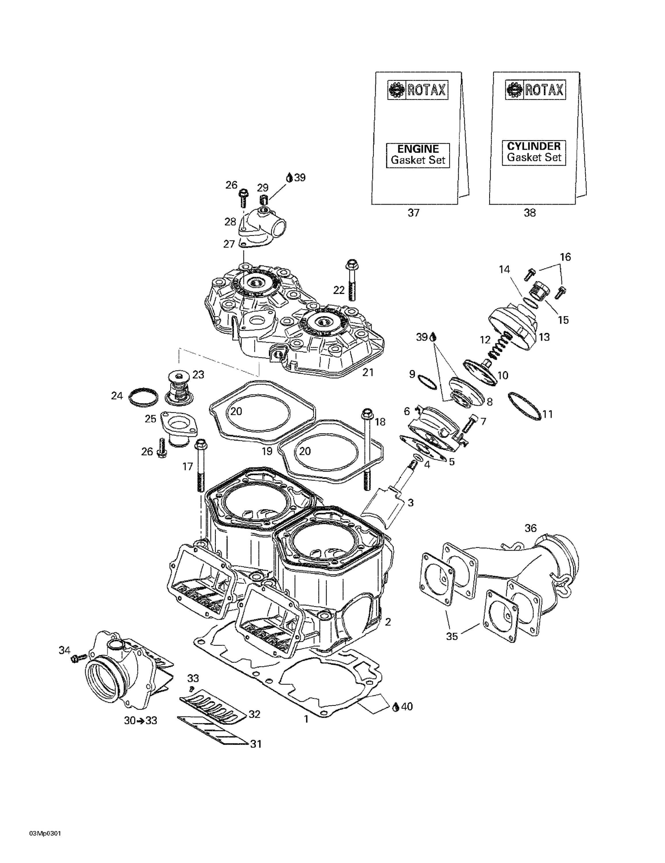 Cylinder, Exhaust Manifold, Reed Valve