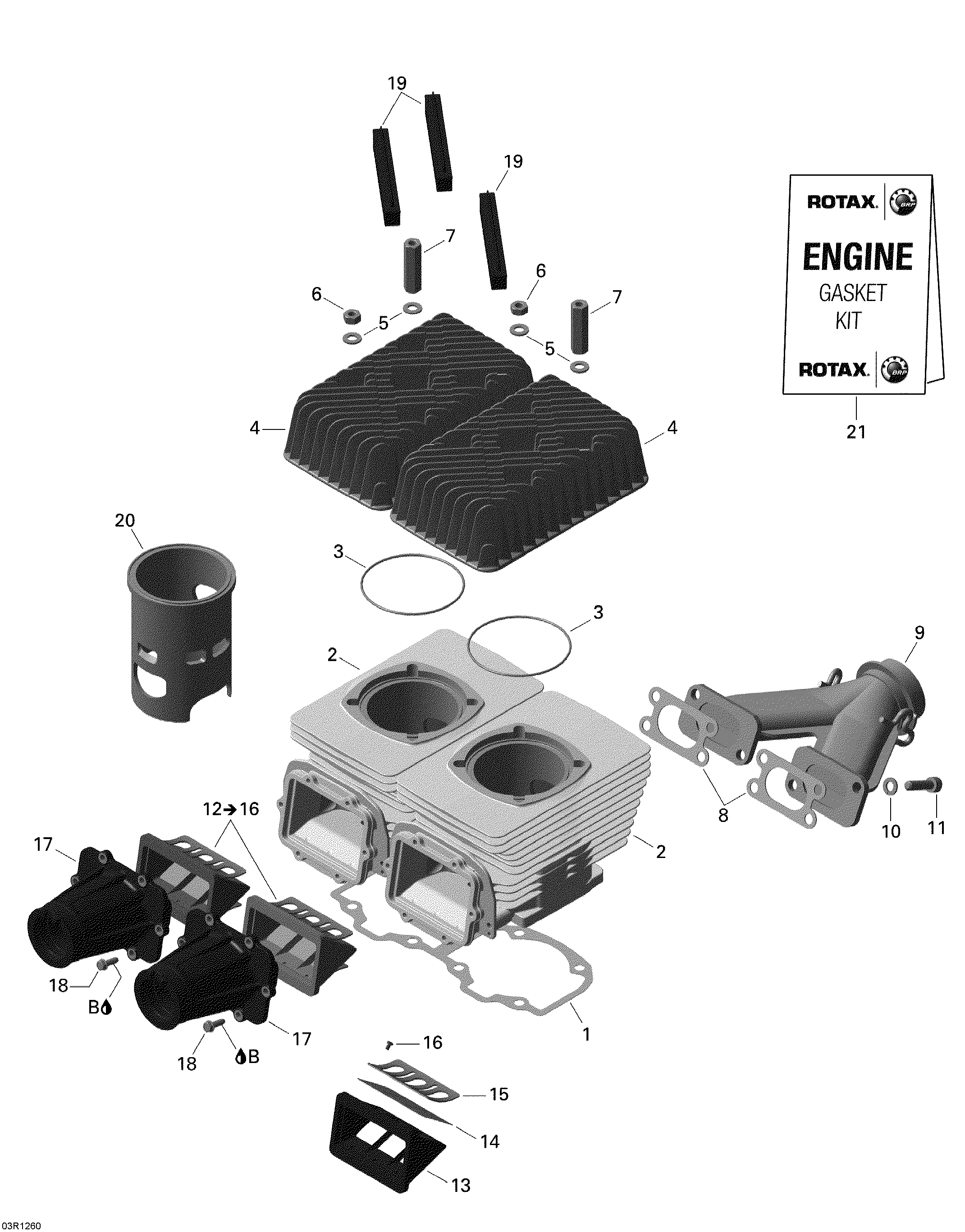 Cylinder, Exh. Manifold And Reed Valve