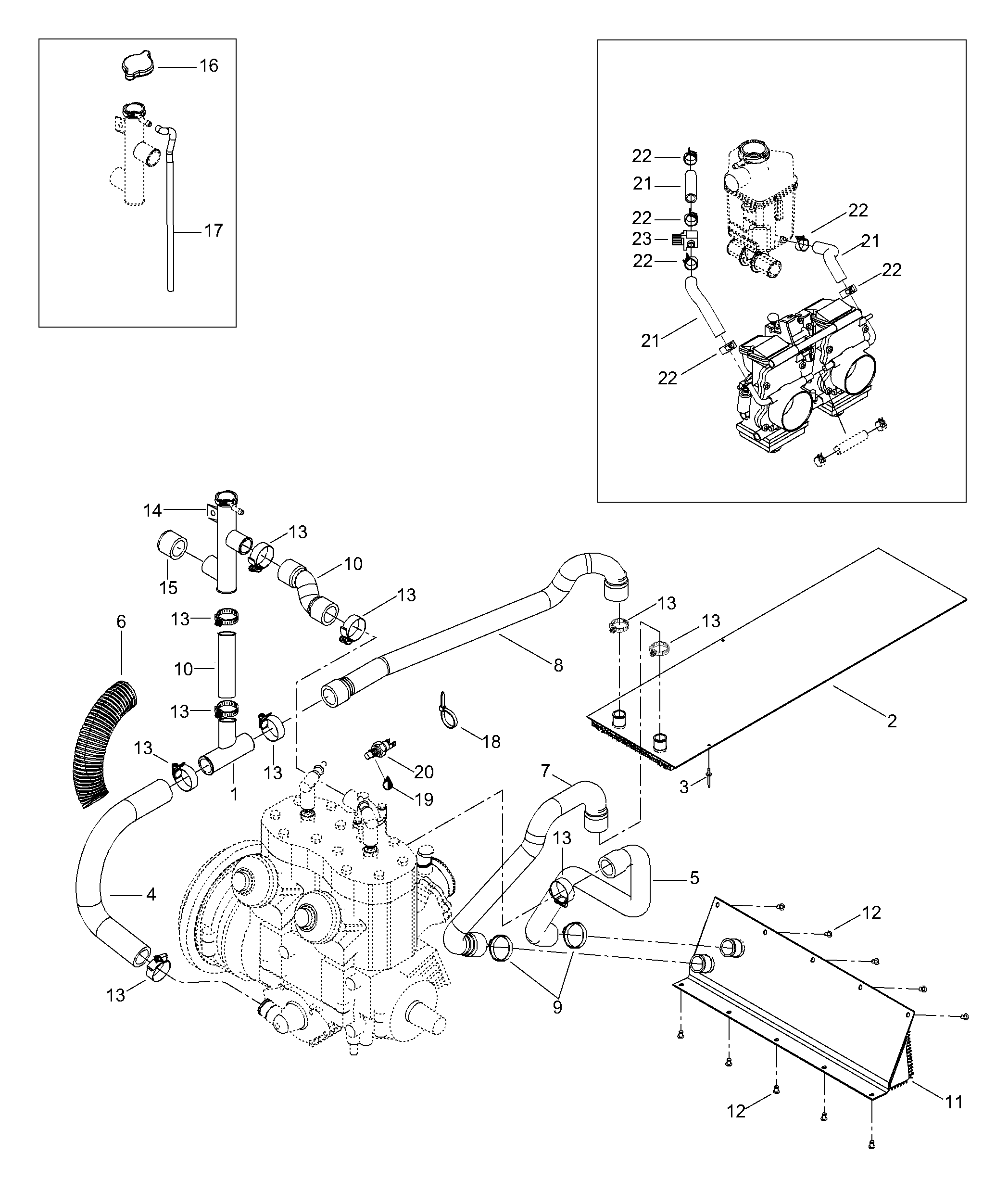 Схема узла: Radiator, Hoses