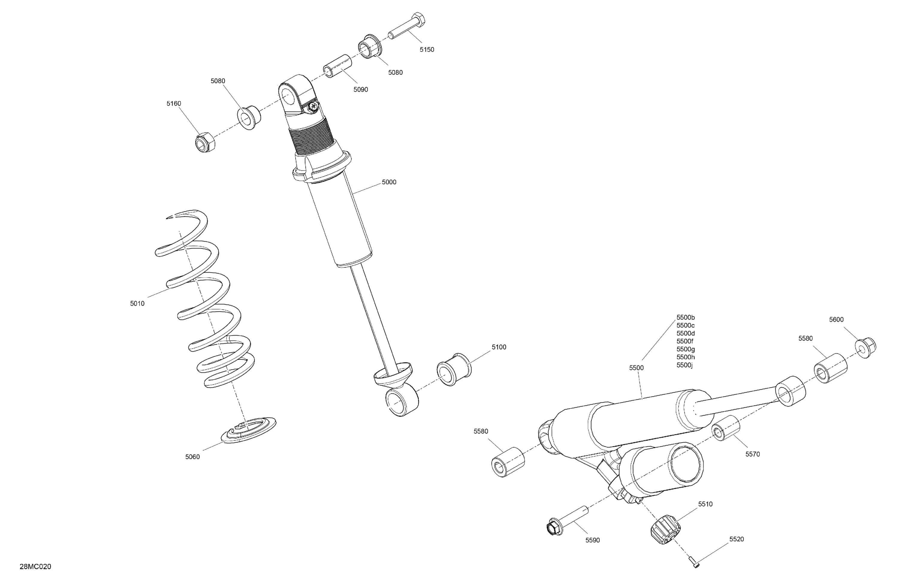 Схема узла: Suspension - Rear Shocks