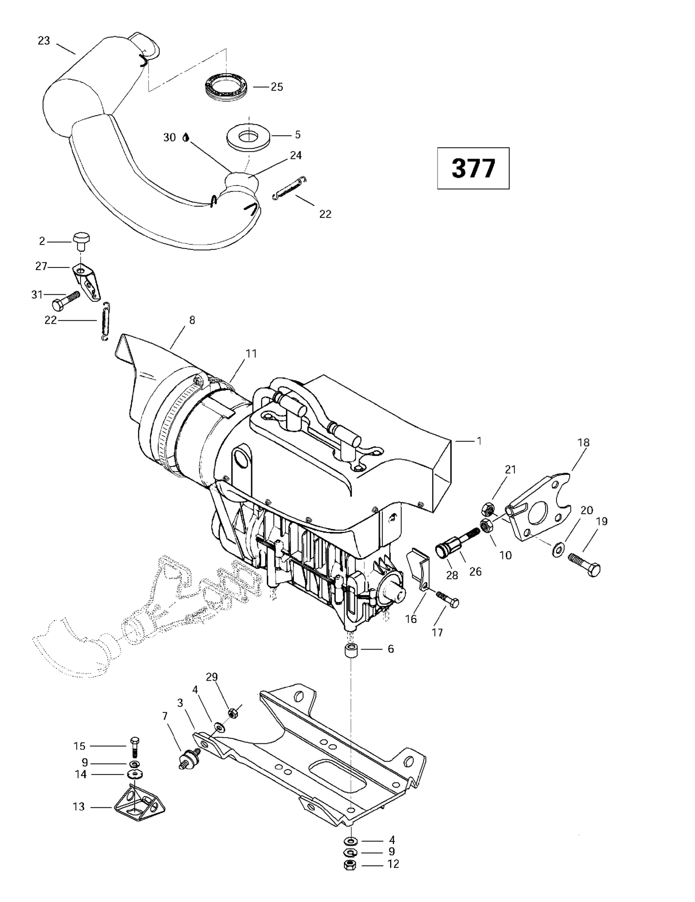 Engine Support And Muffler (377)