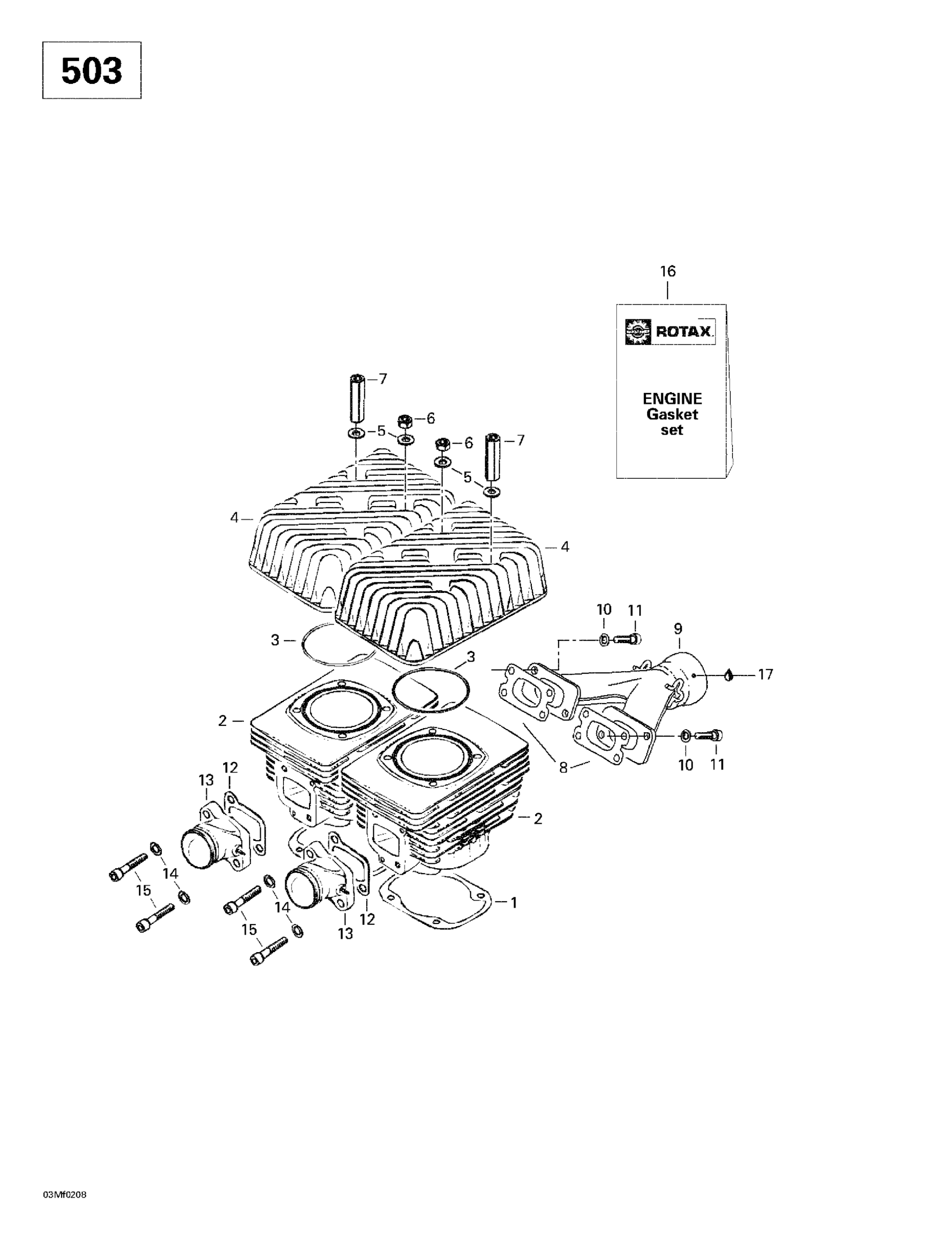 Cylinder, Exhaust Manifold (503)