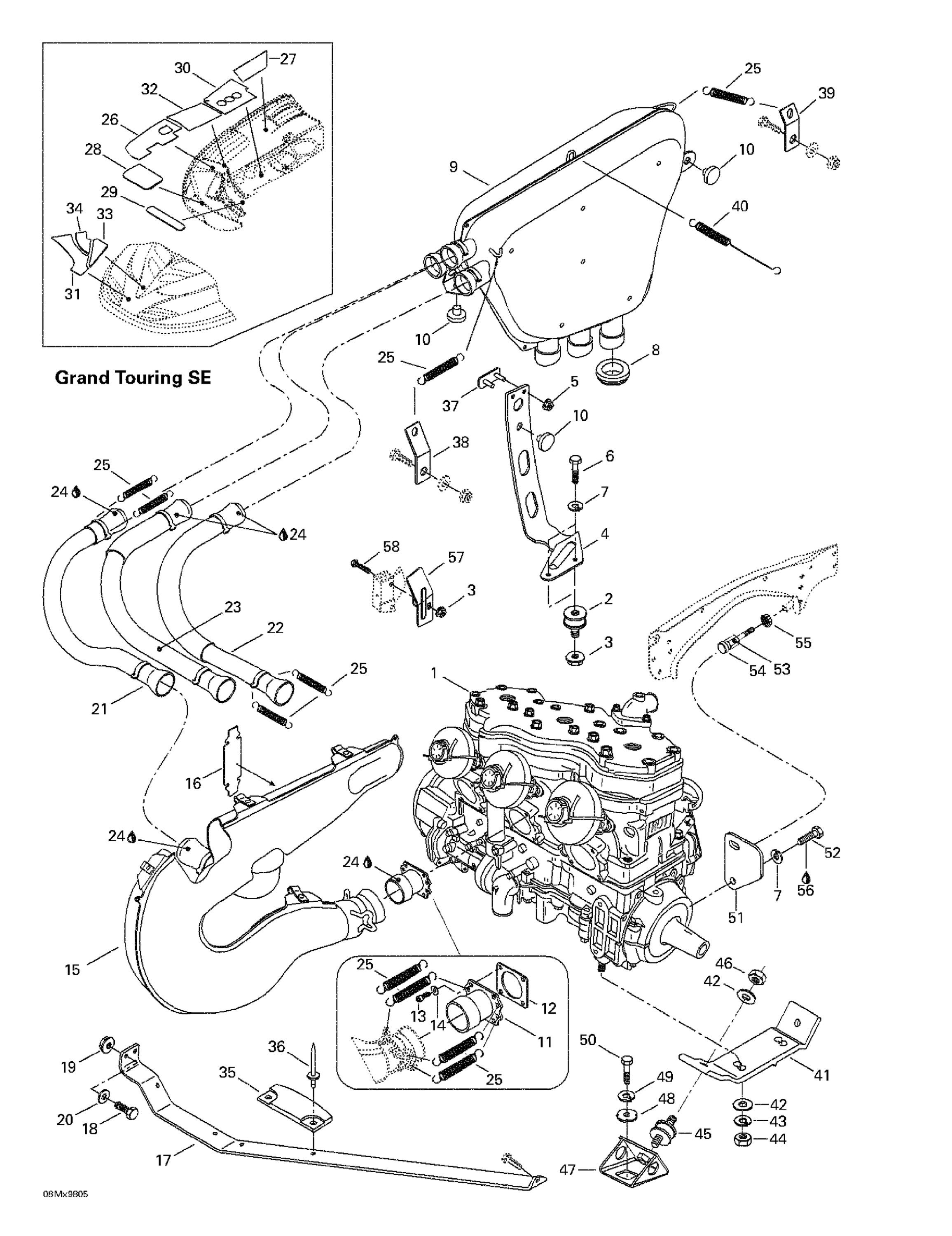 Engine Support And Muffler (Grand Touring SE)