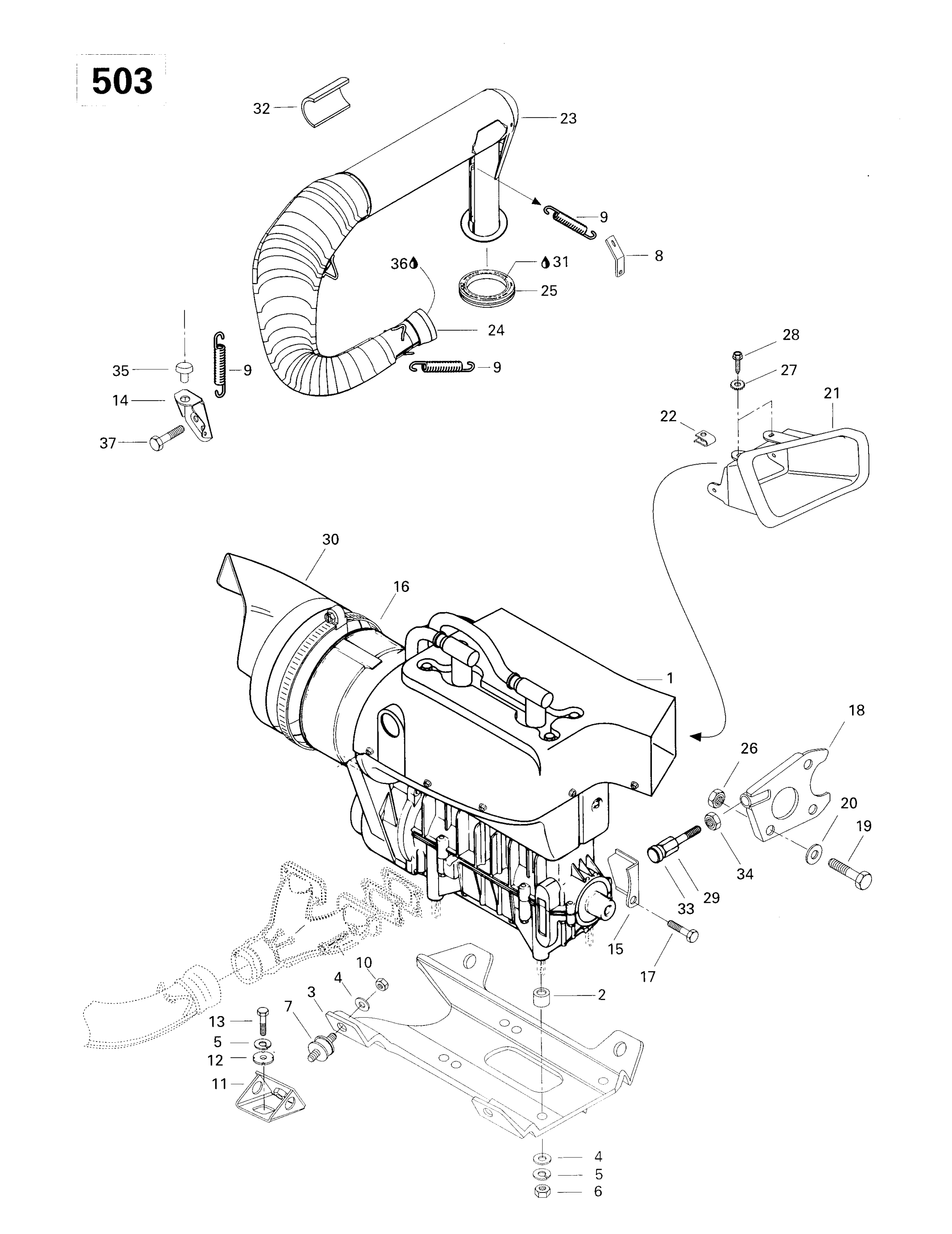 Engine Support And Muffler (503)