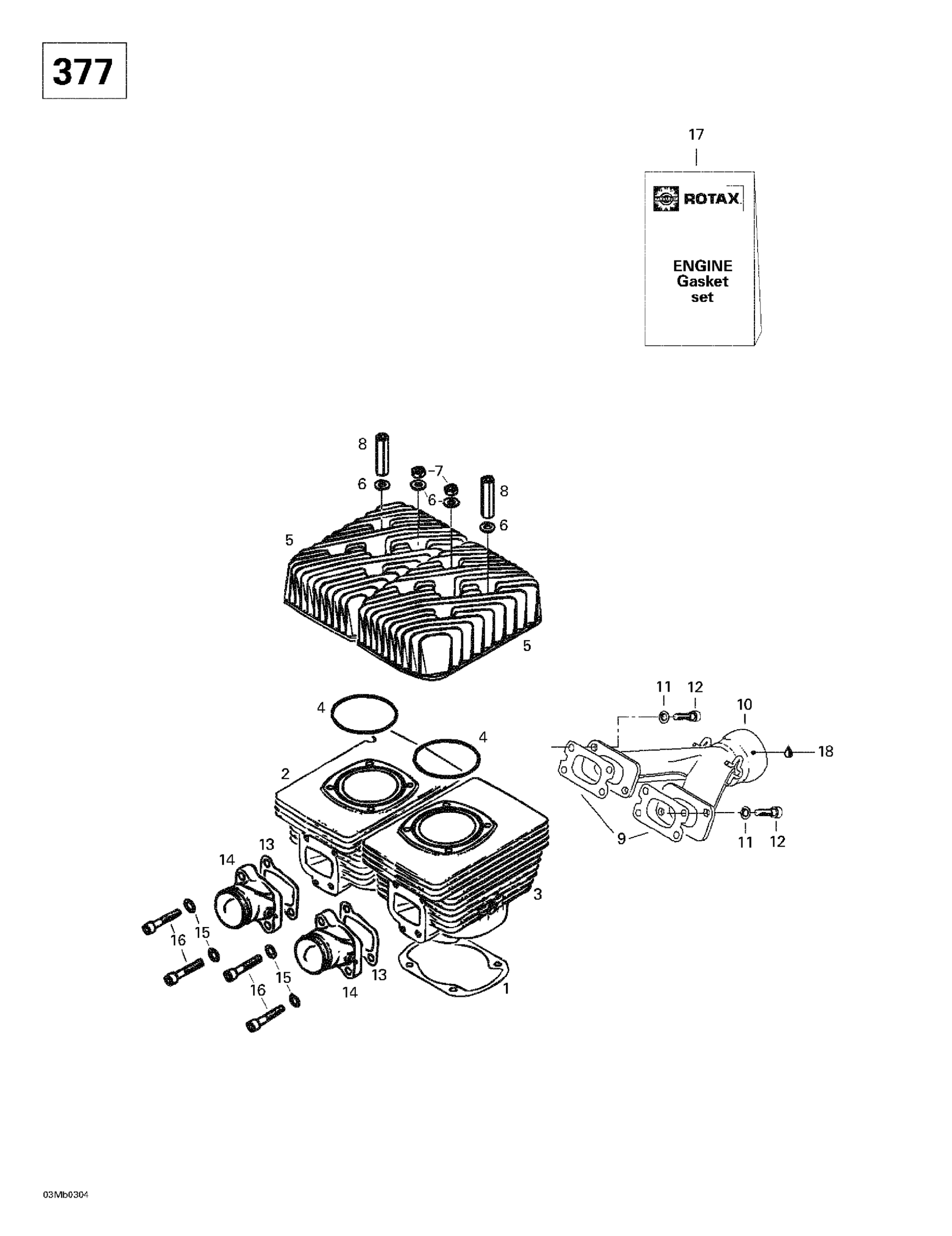 Cylinder, Exhaust Manifold (377)