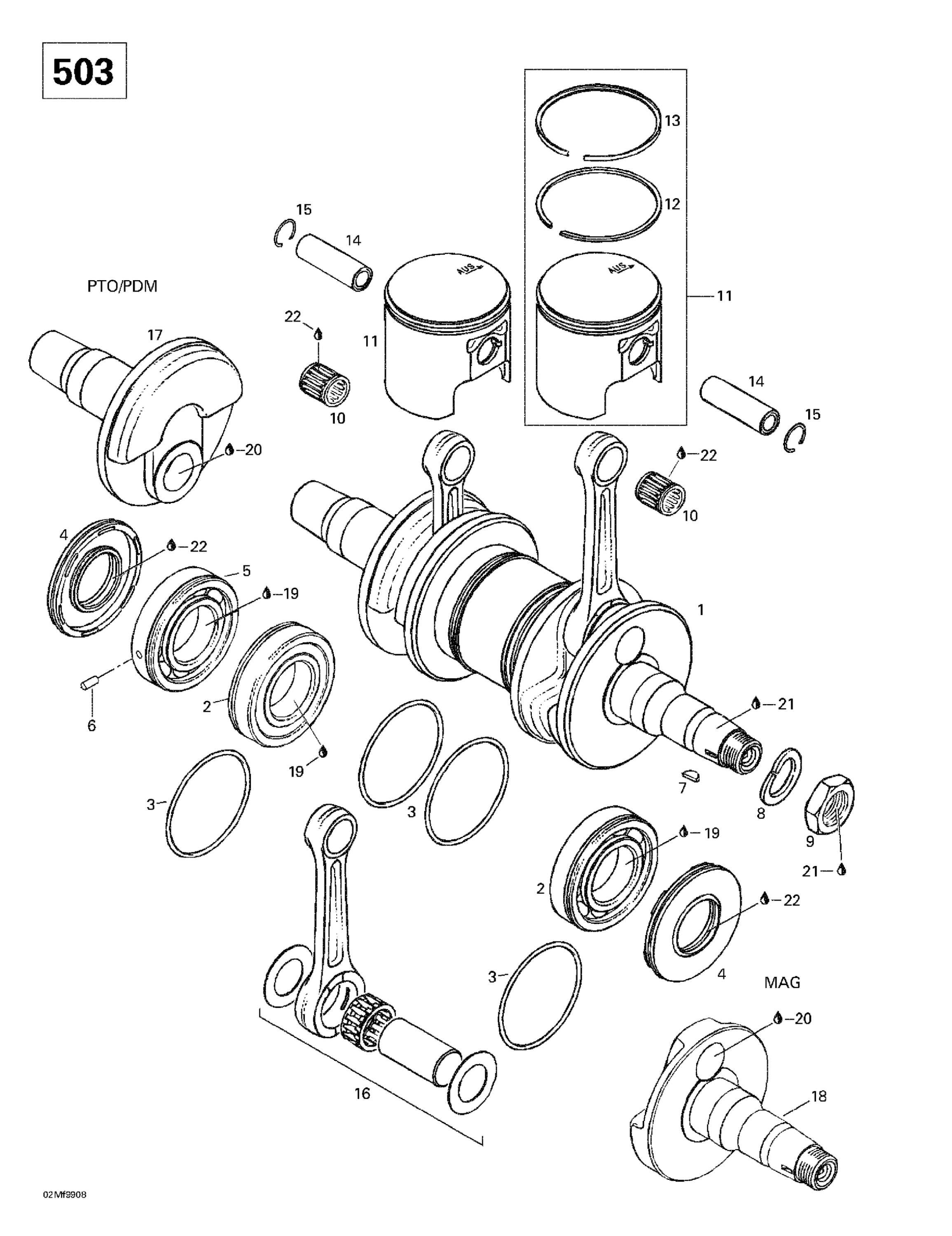 Схема узла: Crankshaft And Pistons (503)