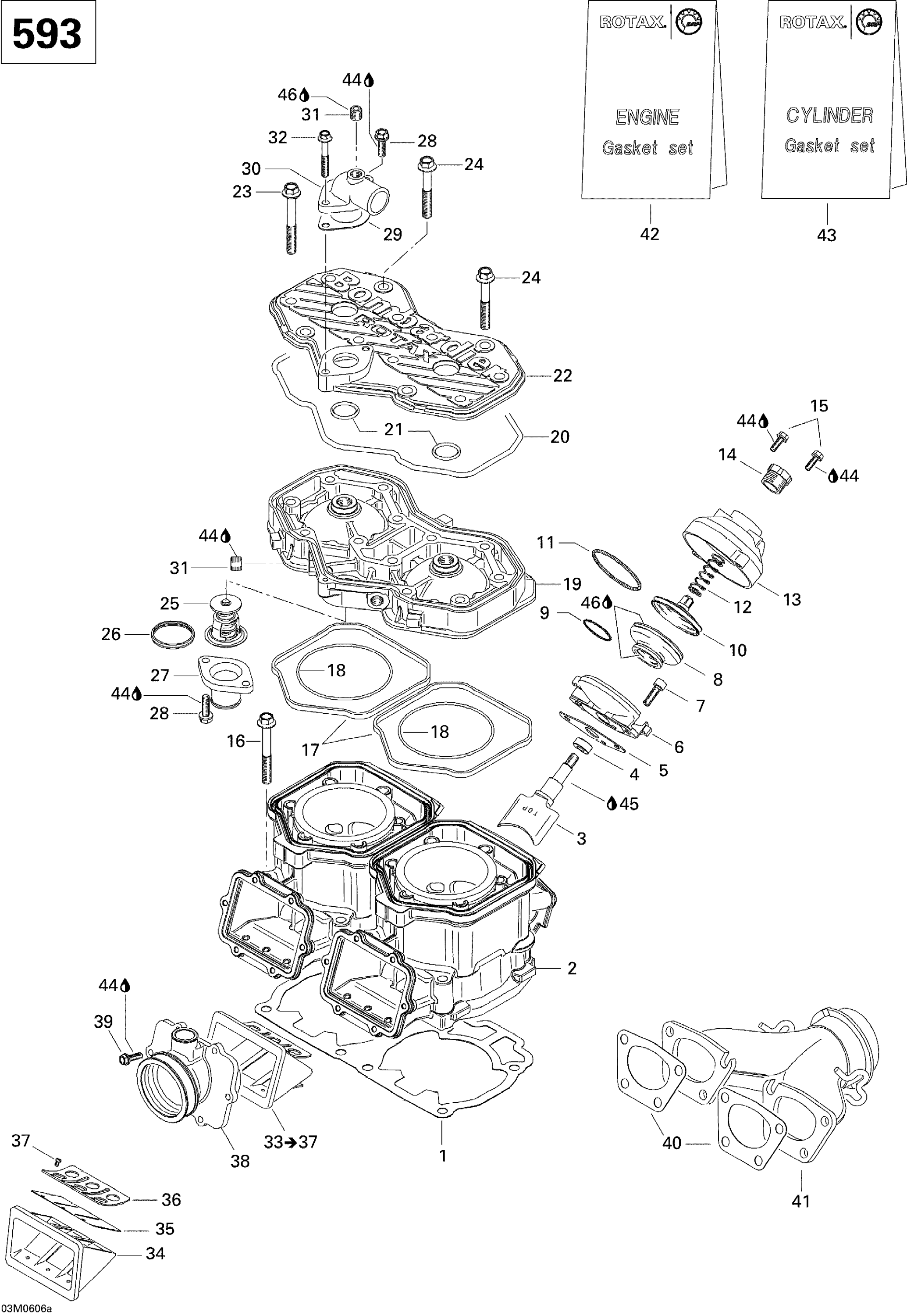 Cylinder, Exhaust Manifold And Reed Valve 593