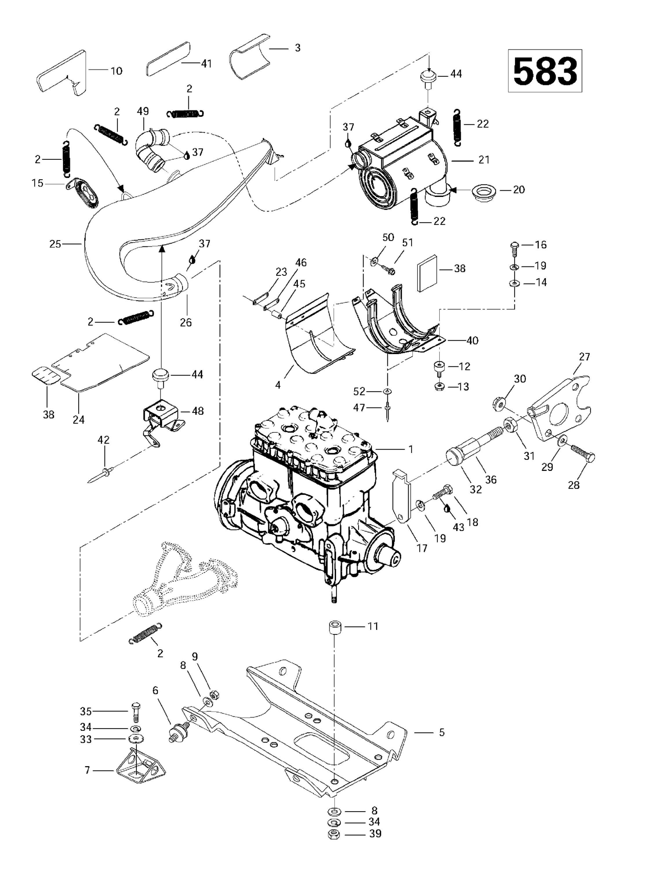 Engine Support And Muffler (583)