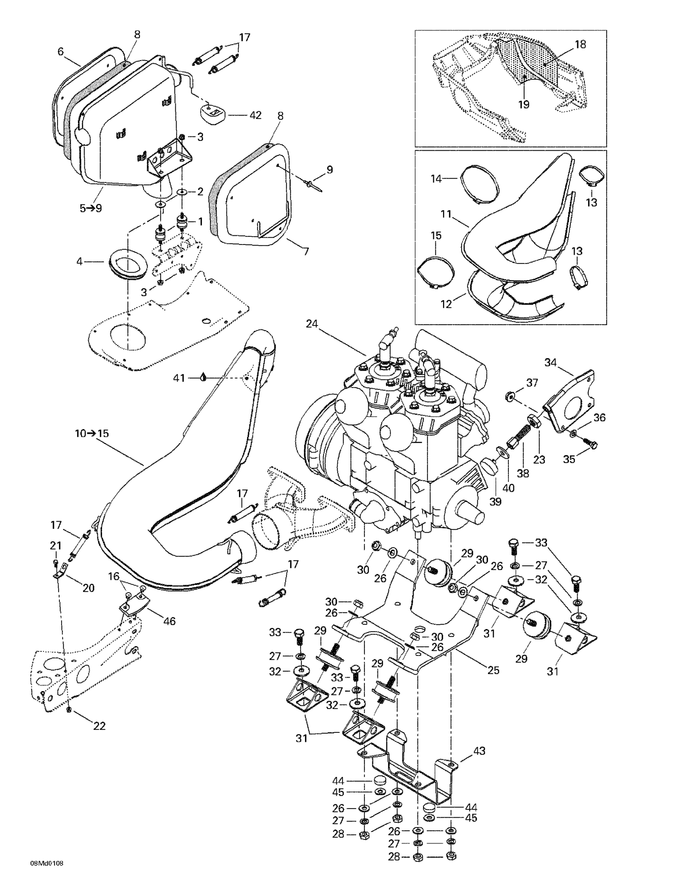 Схема узла: Engine Support And Muffler