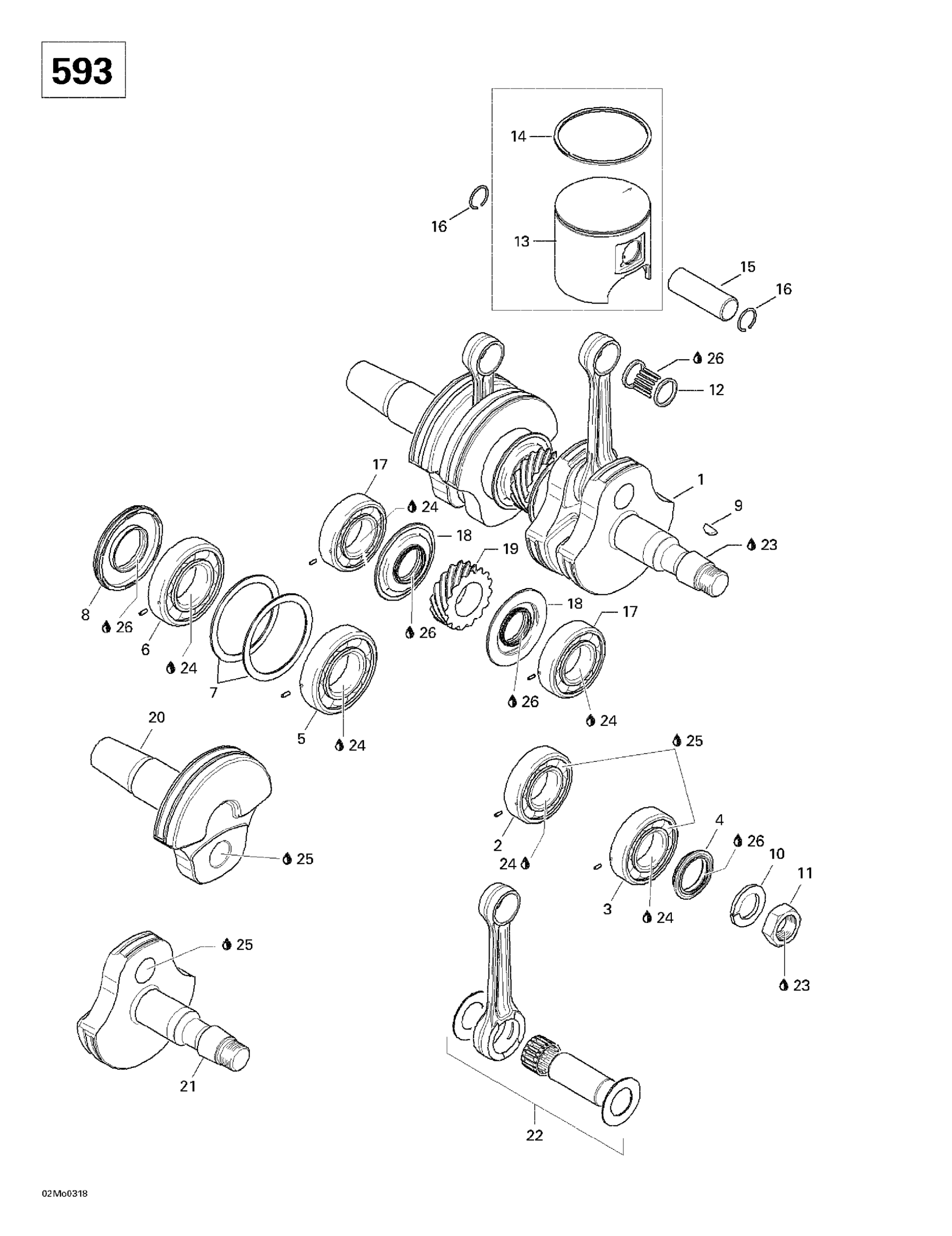 Схема узла: Crankshaft And Pistons (593)