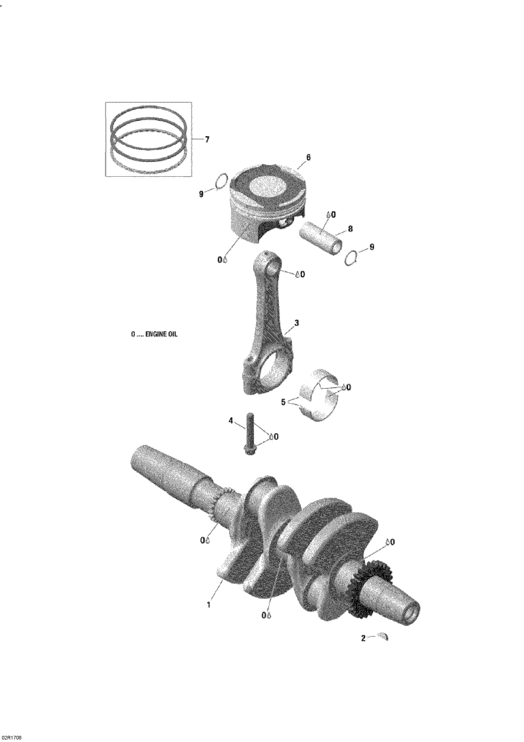 Схема узла: Crankshaft, Pistons And Balance Shaft - 600 ACE