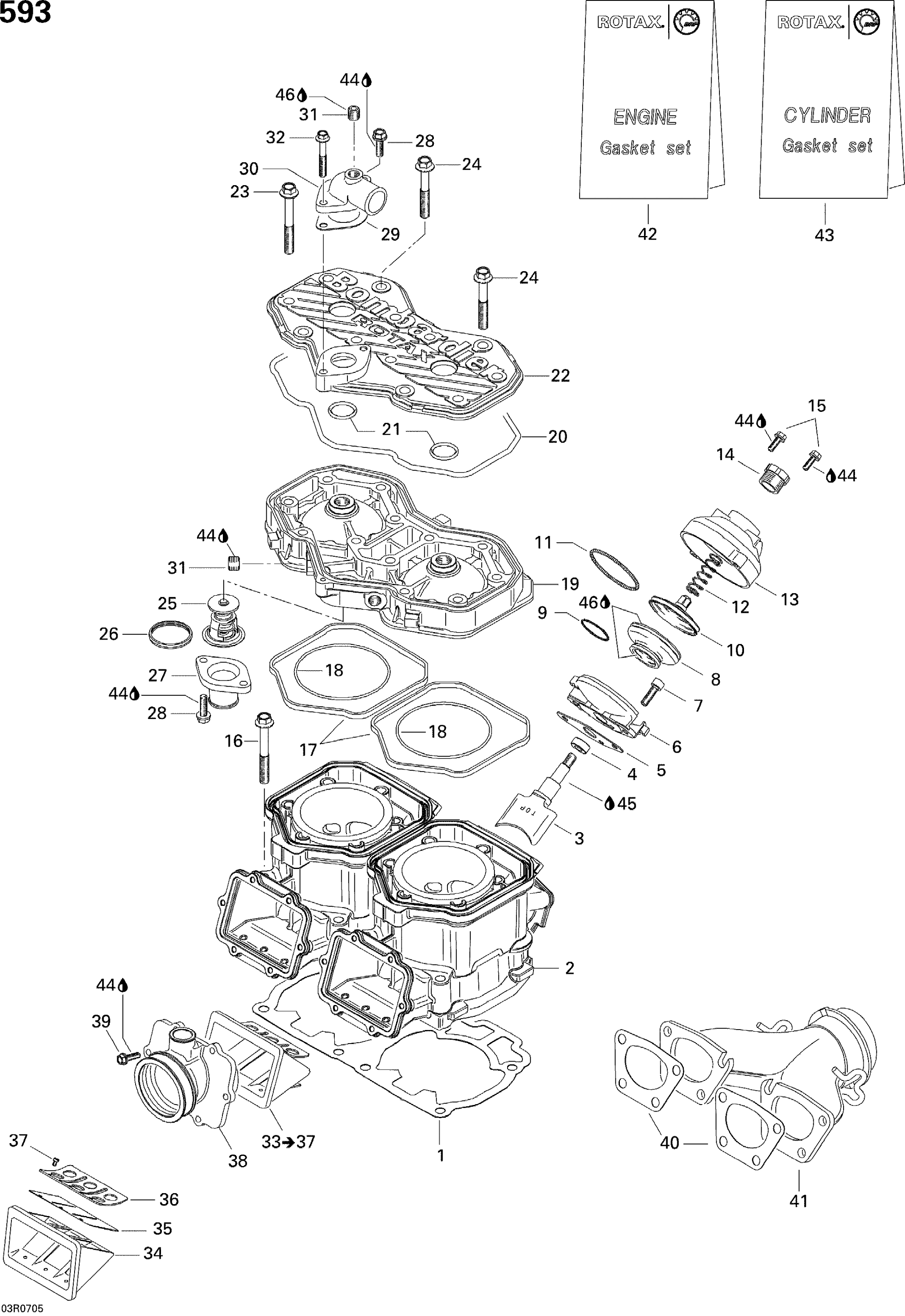 Cylinder, Exhaust Manifold And Reed Valve