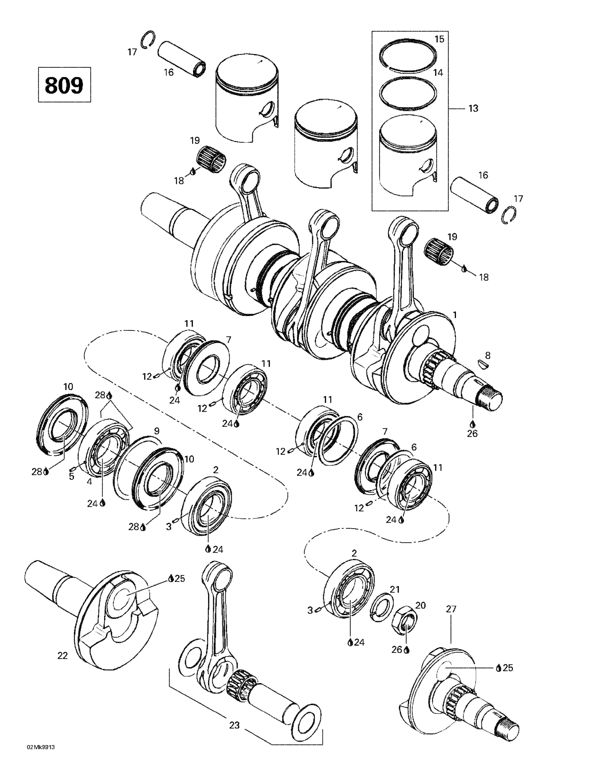 Схема узла: Crankshaft And Pistons (809)