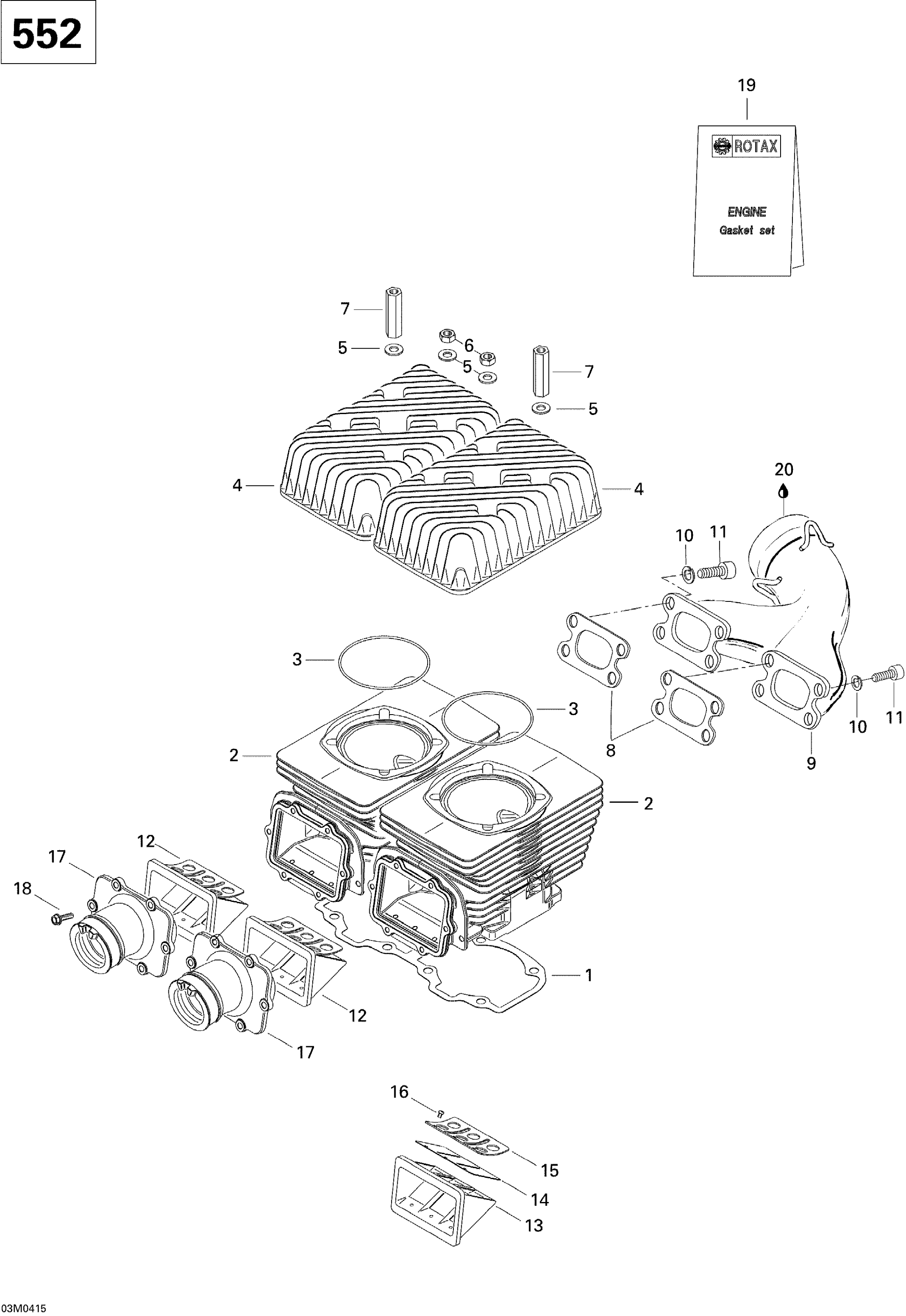 Cylinder, Exhaust Manifold (552)