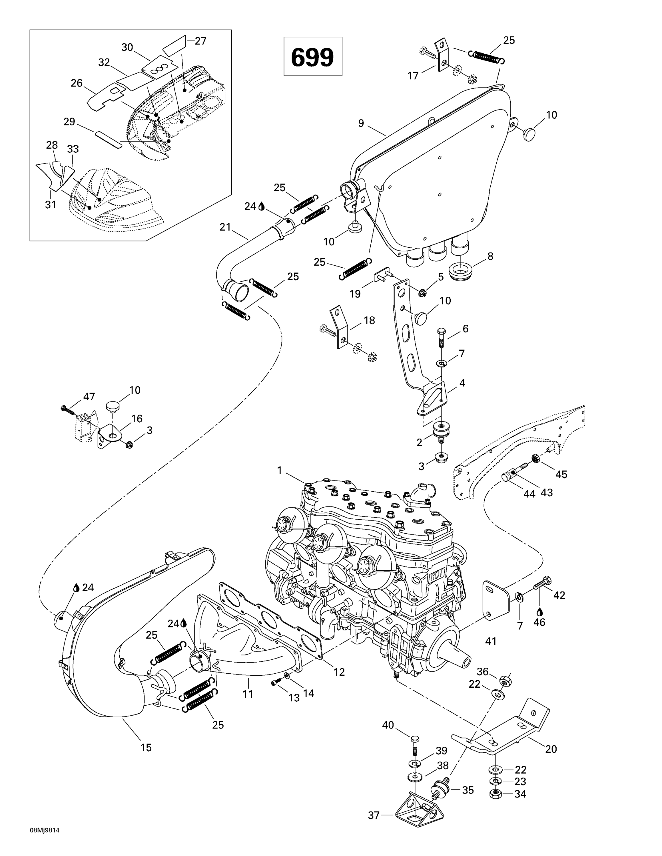 Engine Support And Muffler (699)