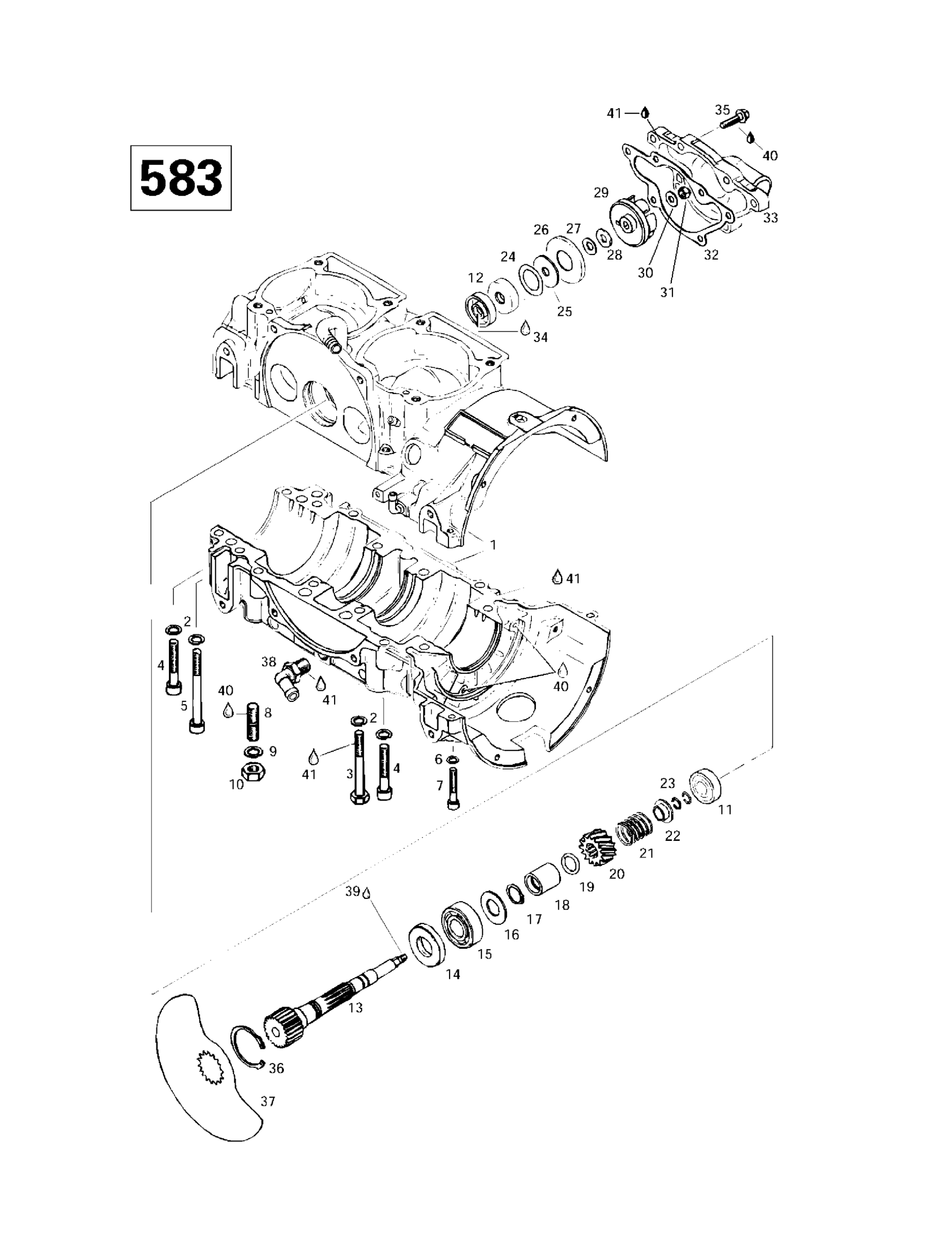 Crankcase, Rotary Valve, Water Pump