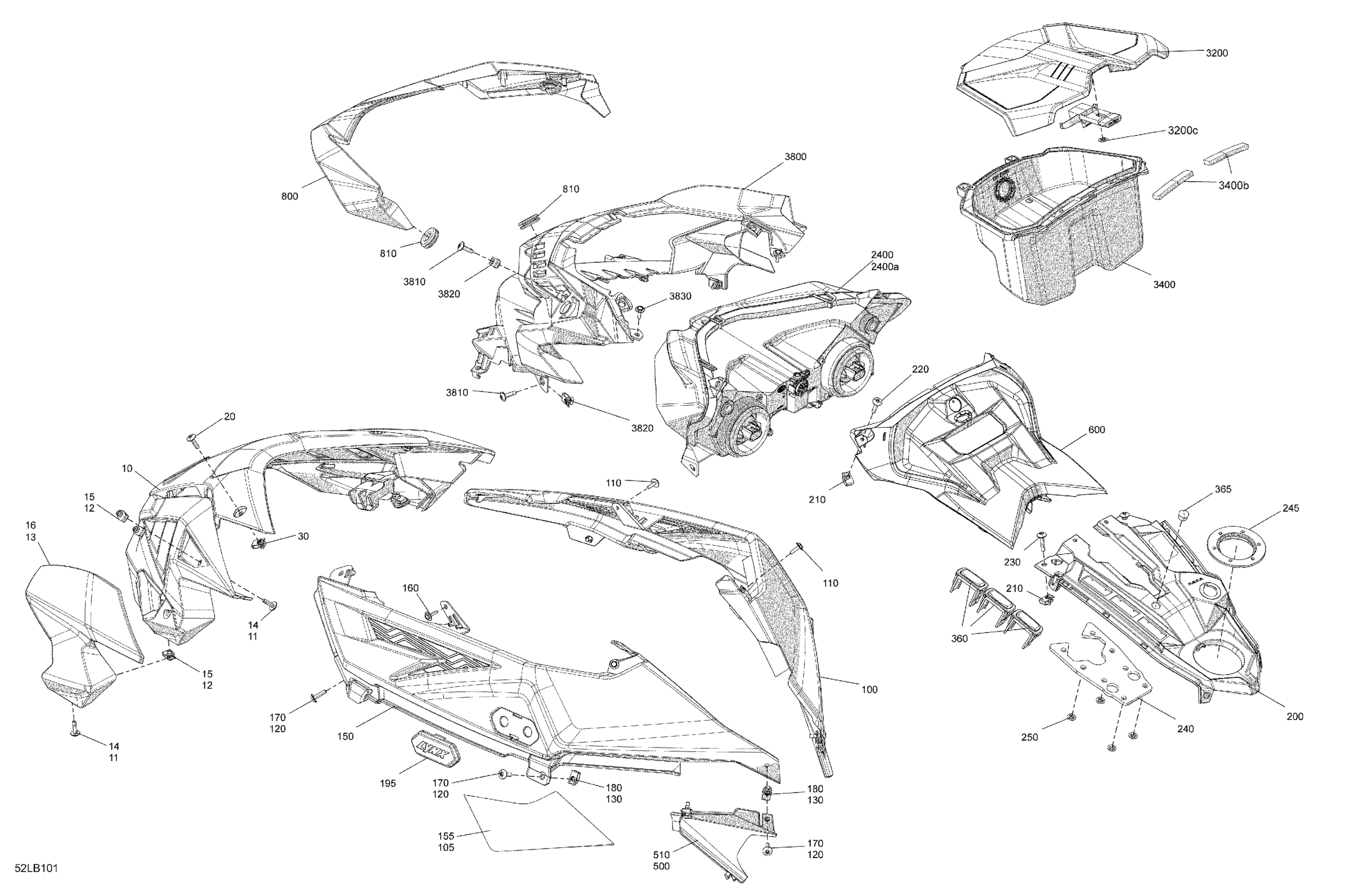 Схема узла: Body - Hood Section and WindShield