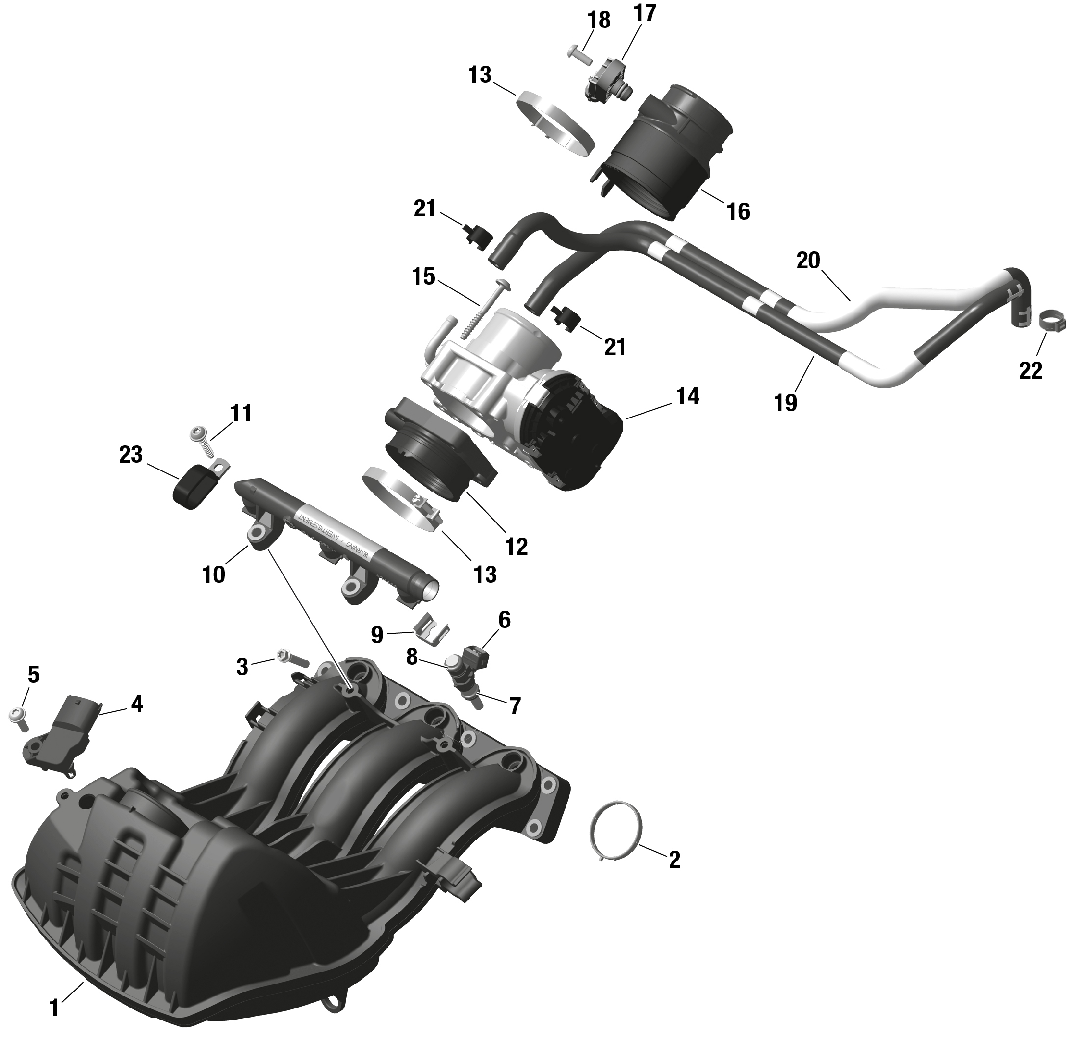 Схема узла: ROTAX - Air Intake Manifold And Throttle Body