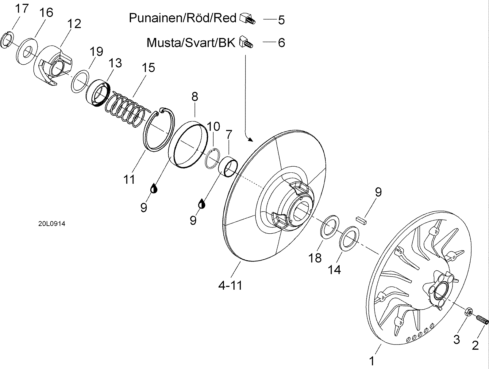 Схема узла: Driven pulley