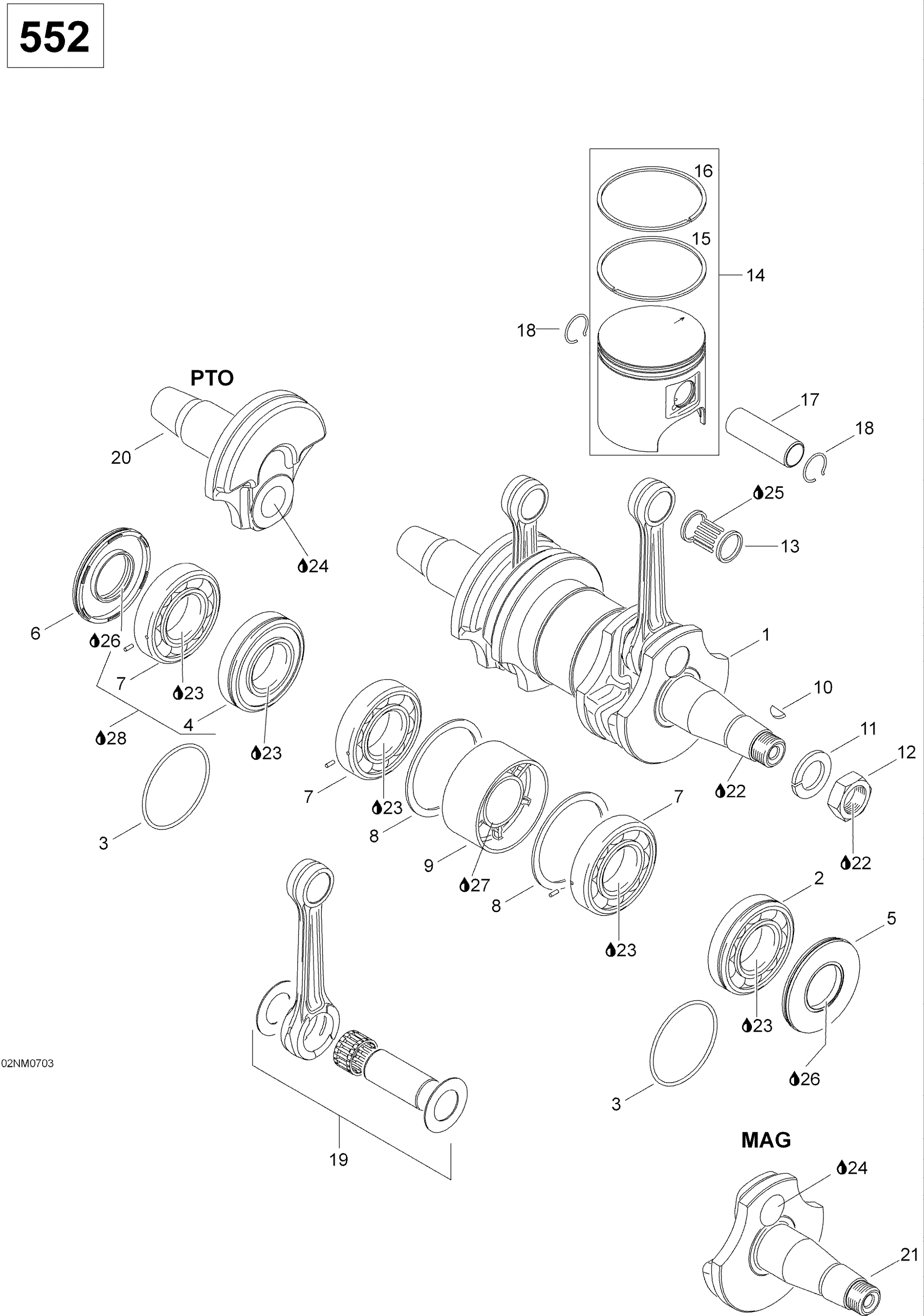 Схема узла: Crankshaft And Pistons