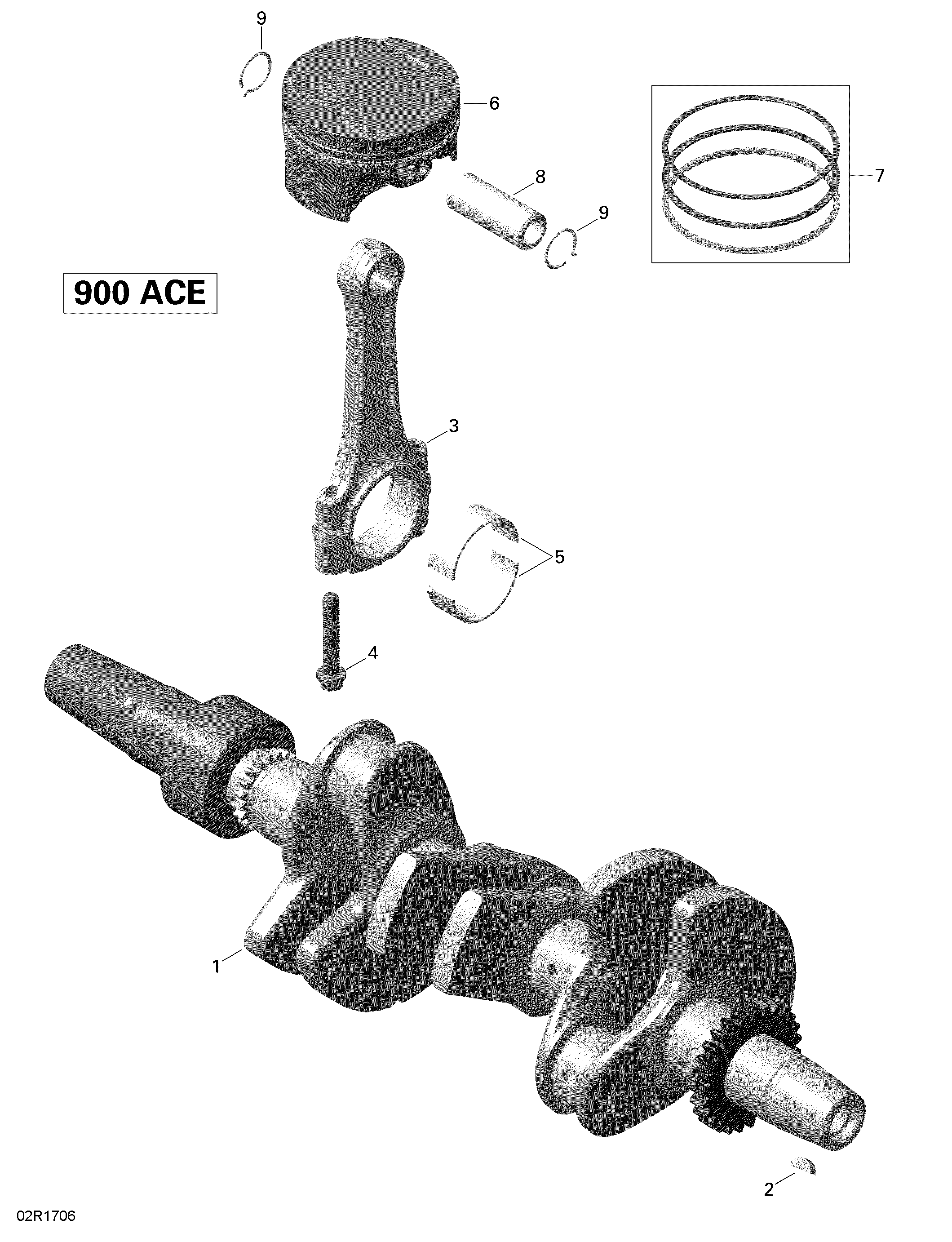 Crankshaft and Pistons - 900 ACE