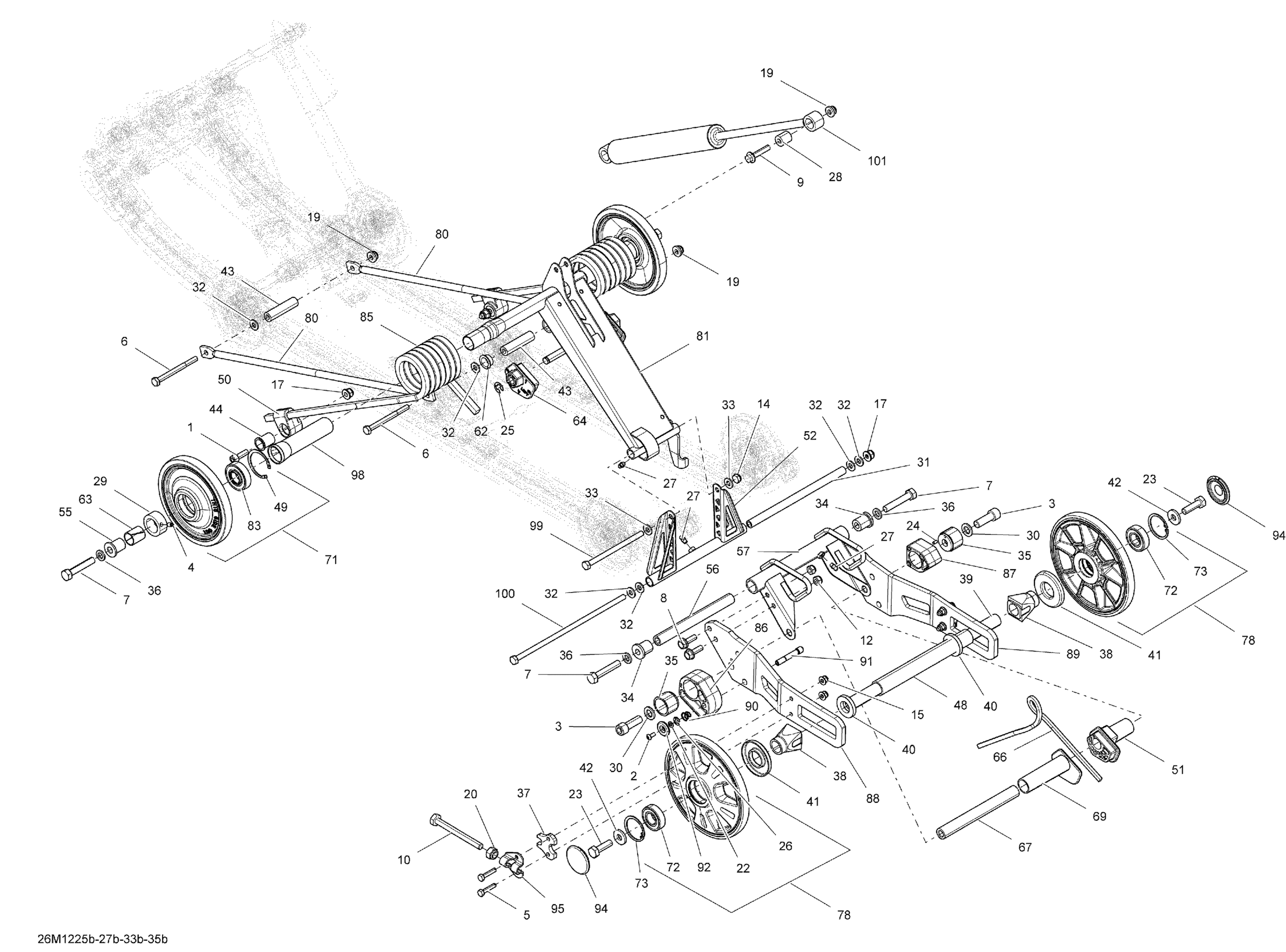 Схема узла: Rear Suspension Rear Arm And Shock