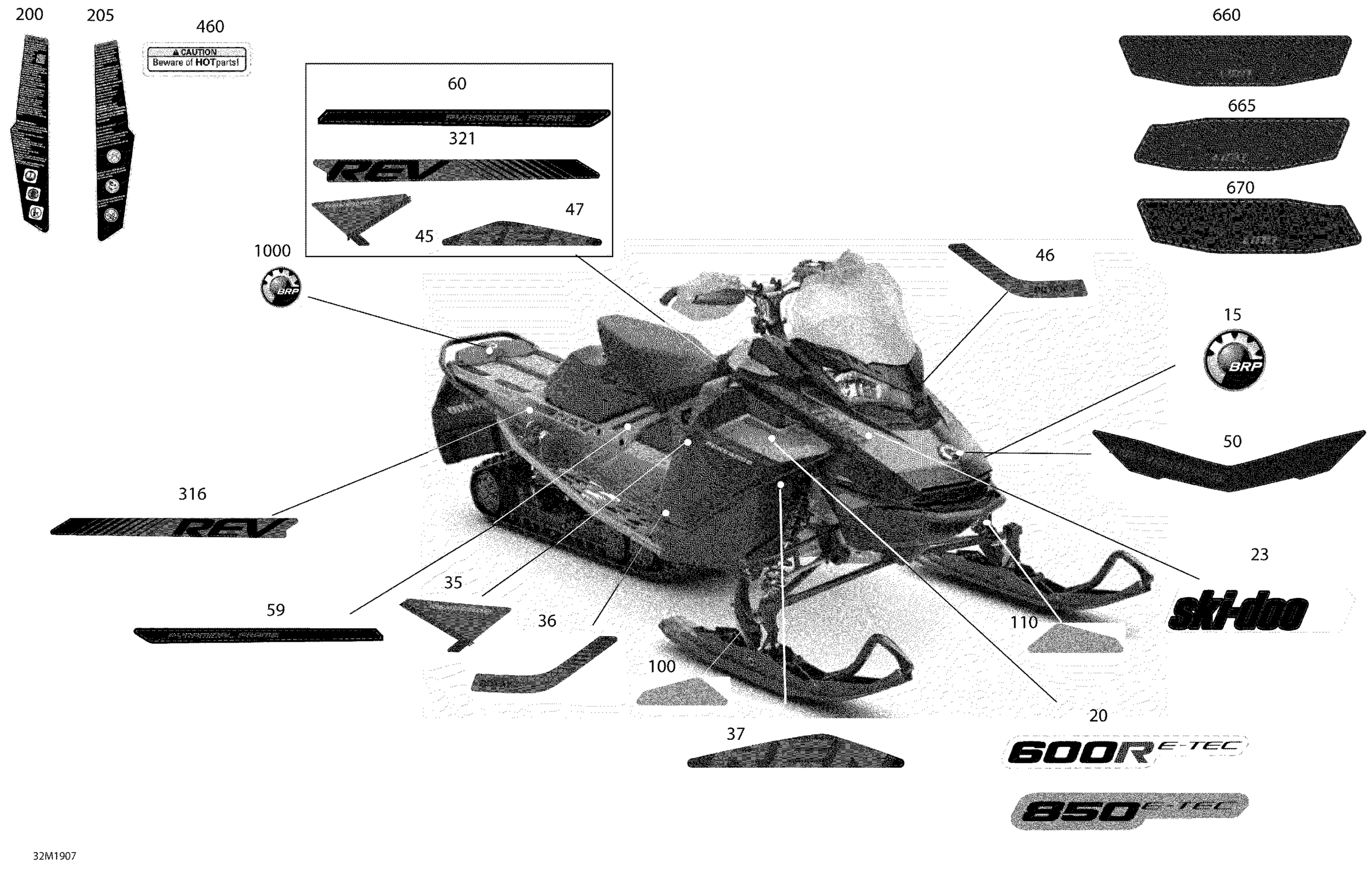 Схема узла: Decals - 600R E-TEC - Package X