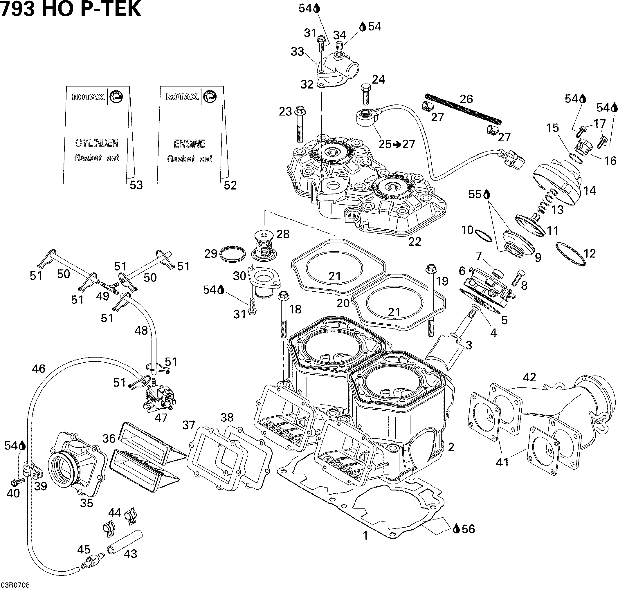 Cylinder, Exhaust Manifold And Reed Valve