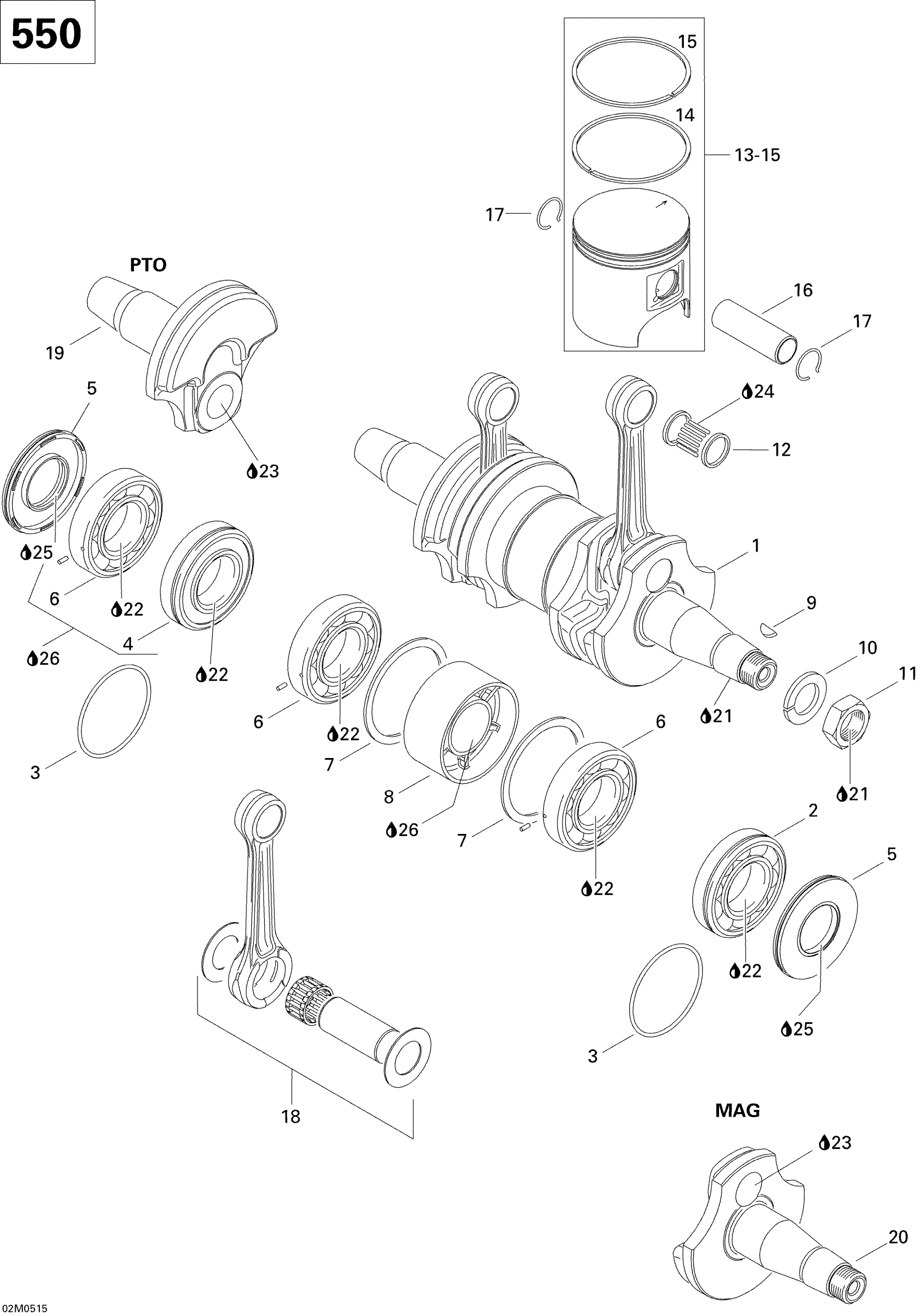 Crankshaft And Pistons 550