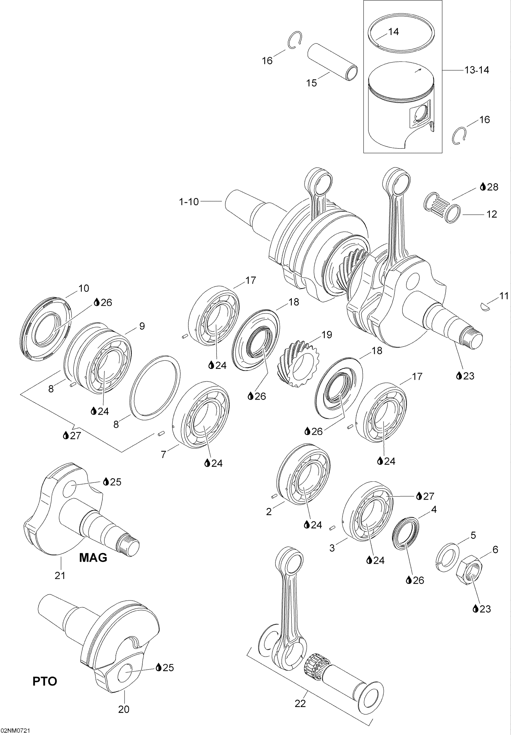 Схема узла: Crankshaft And Pistons