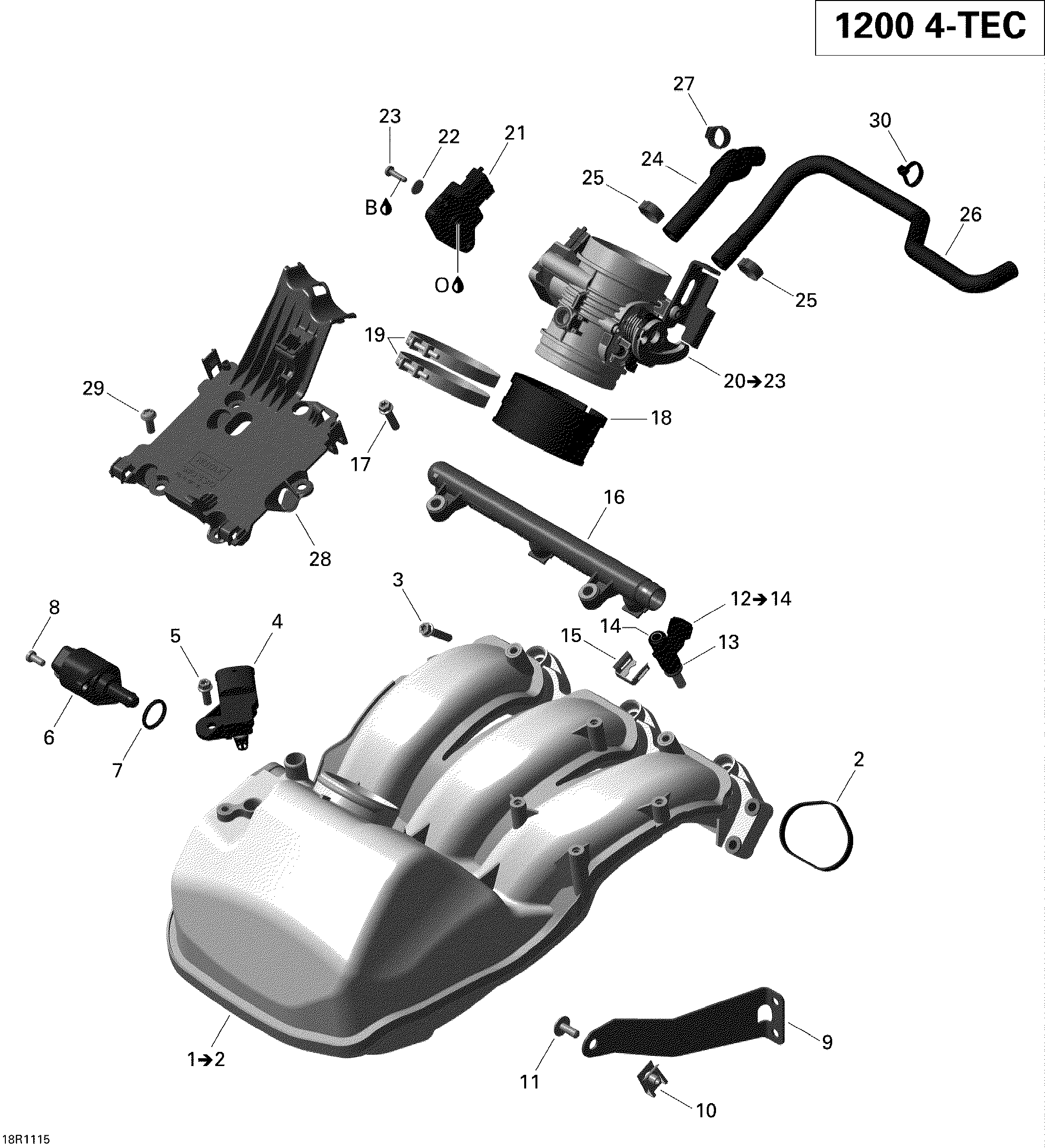 Схема узла: Air Intake Manifold And Throttle Body