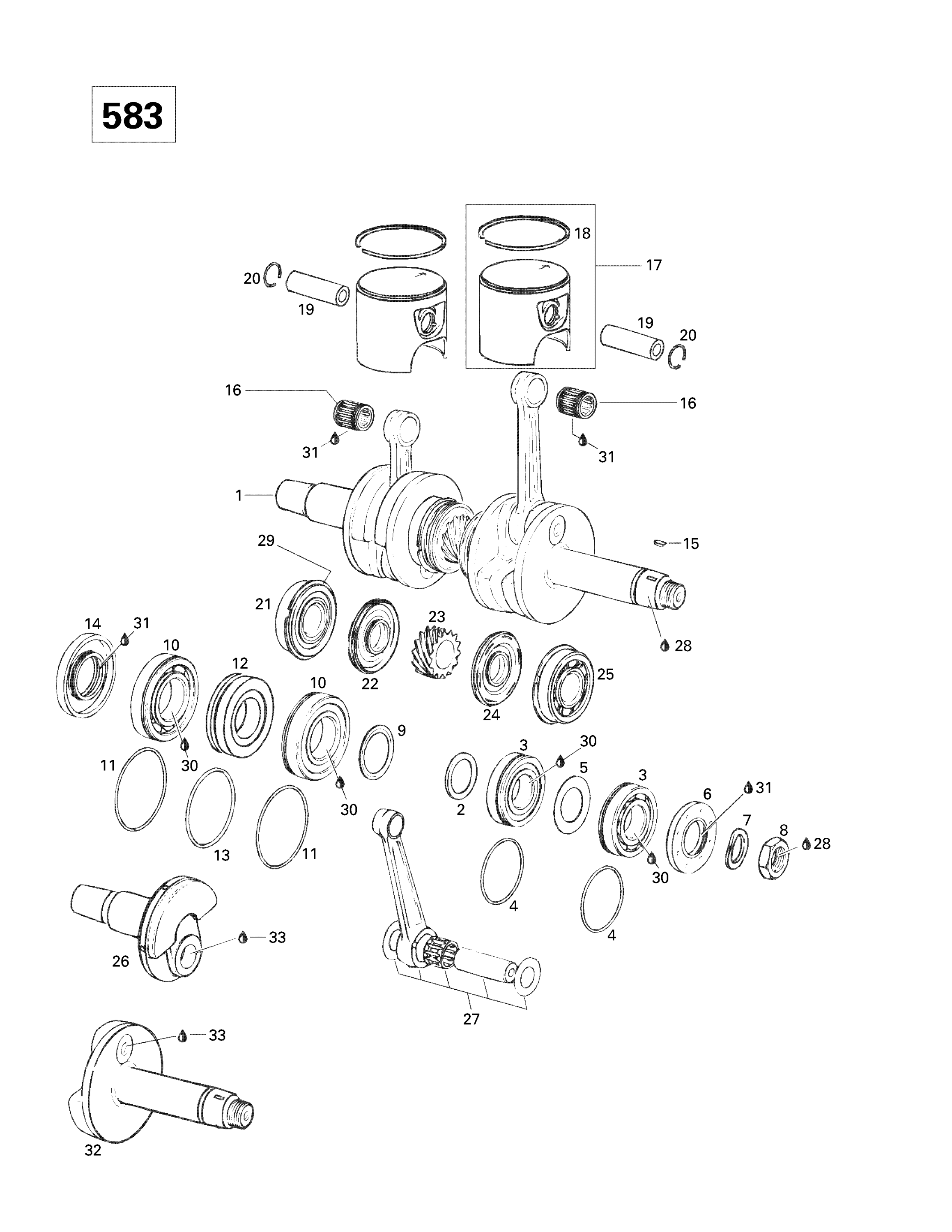 Схема узла: Crankshaft And Pistons (583)