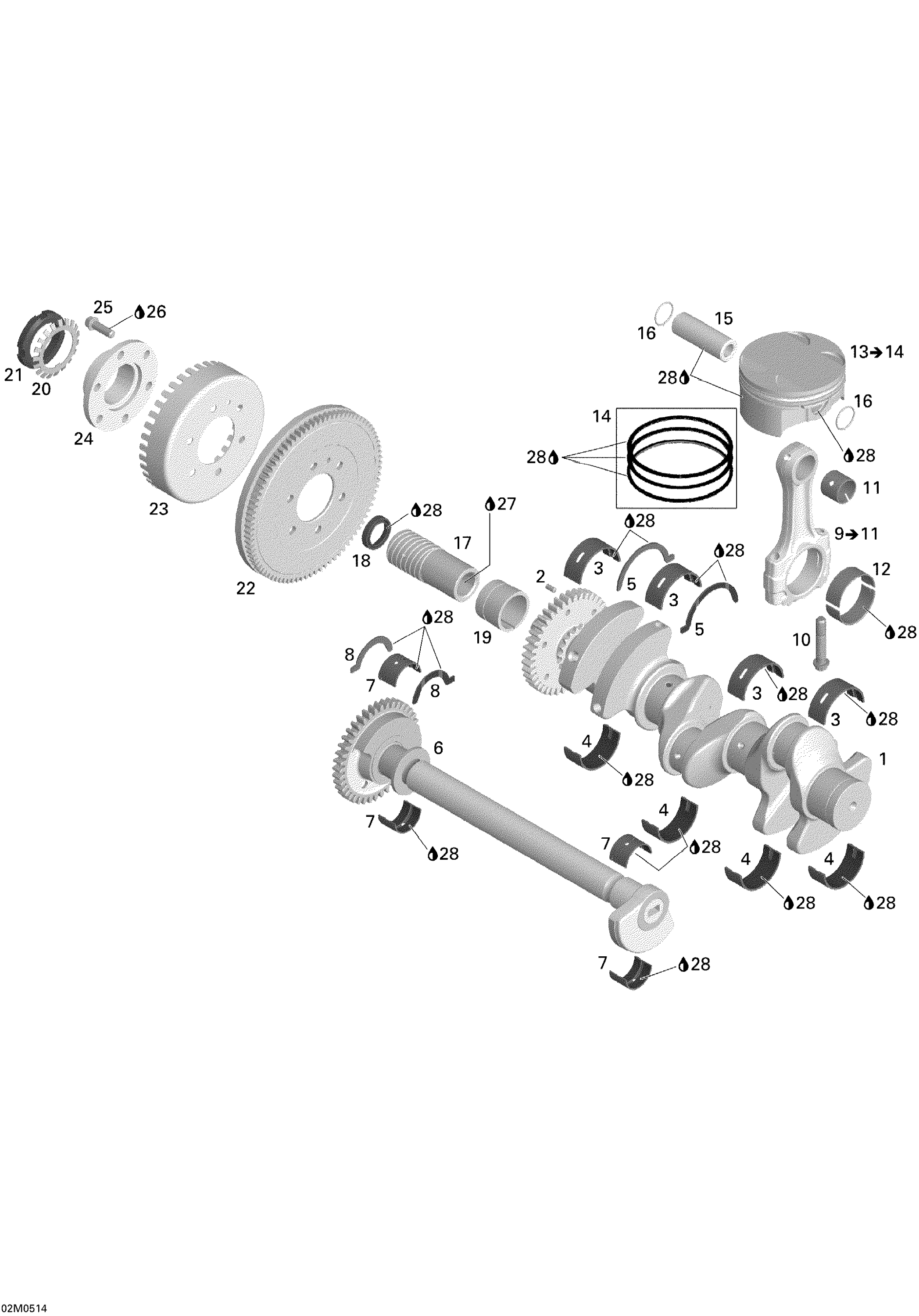 Crankshaft, Pistons And Balance Shaft