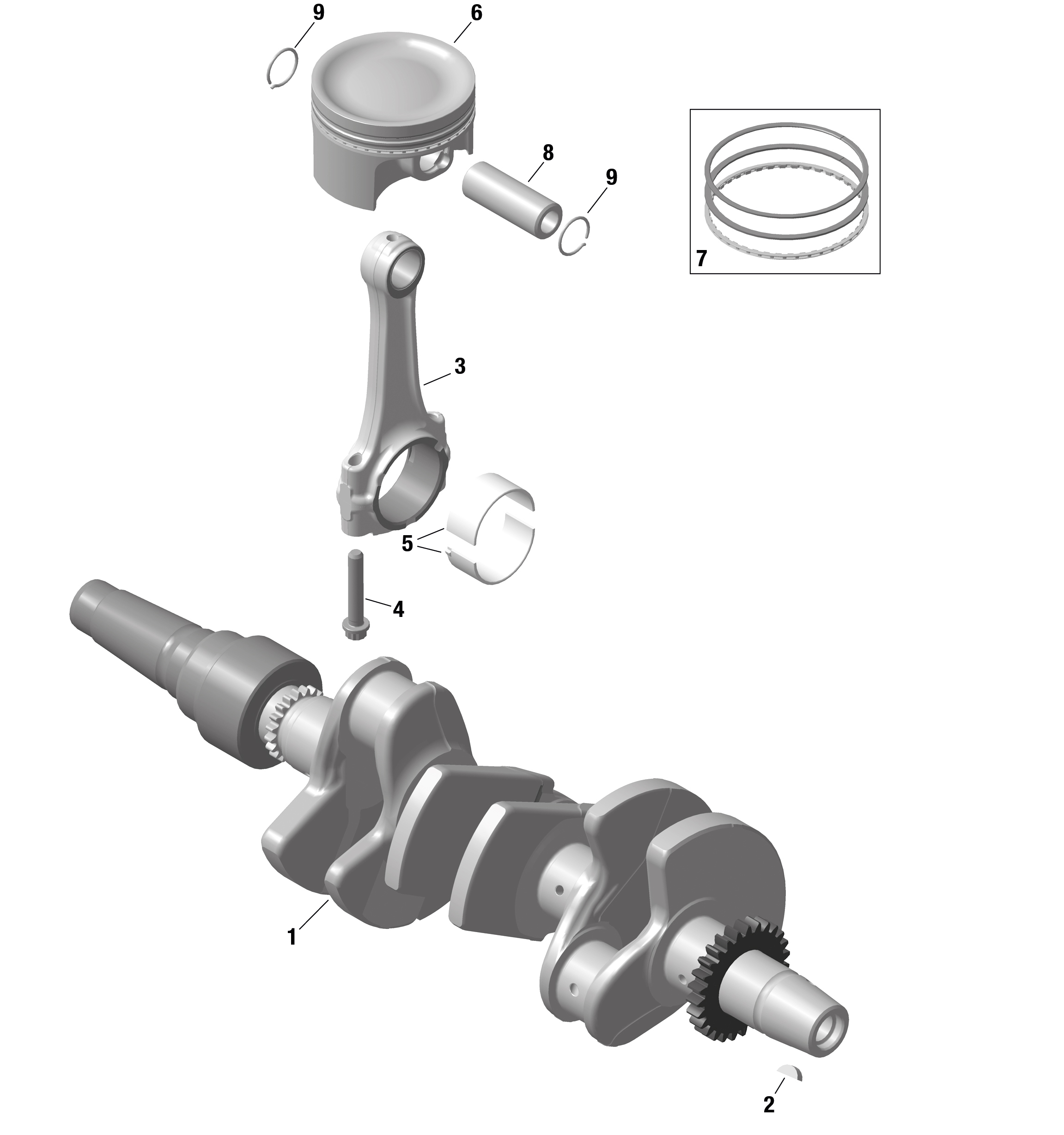 Схема узла: ROTAX - Crankshaft and Pistons